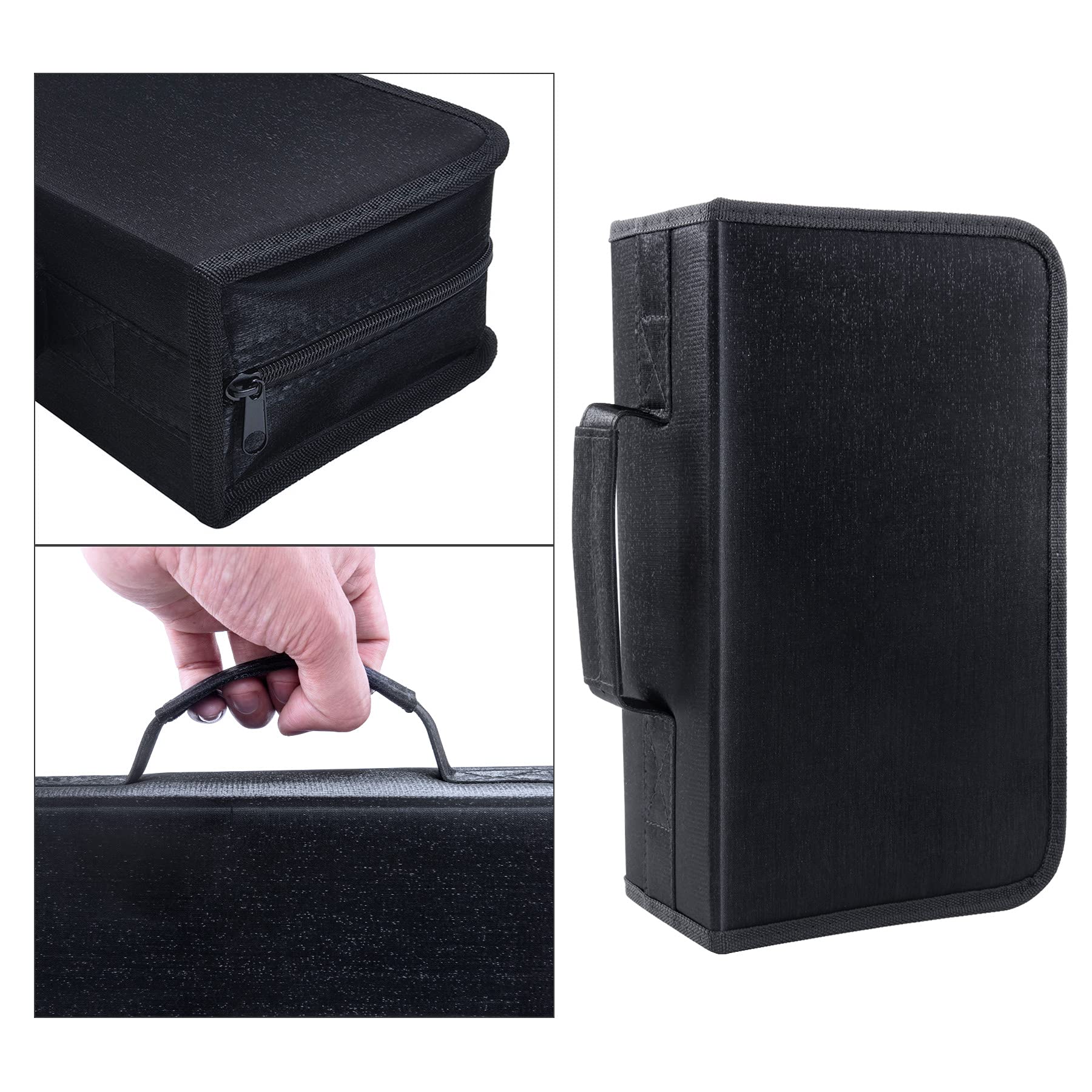 DVD Case, 128 Capacity CD/DVD Case Wallet Binder Storage Holder Booklet for Car Home Office and Travel (White Binder, Black) White binder - Image 5