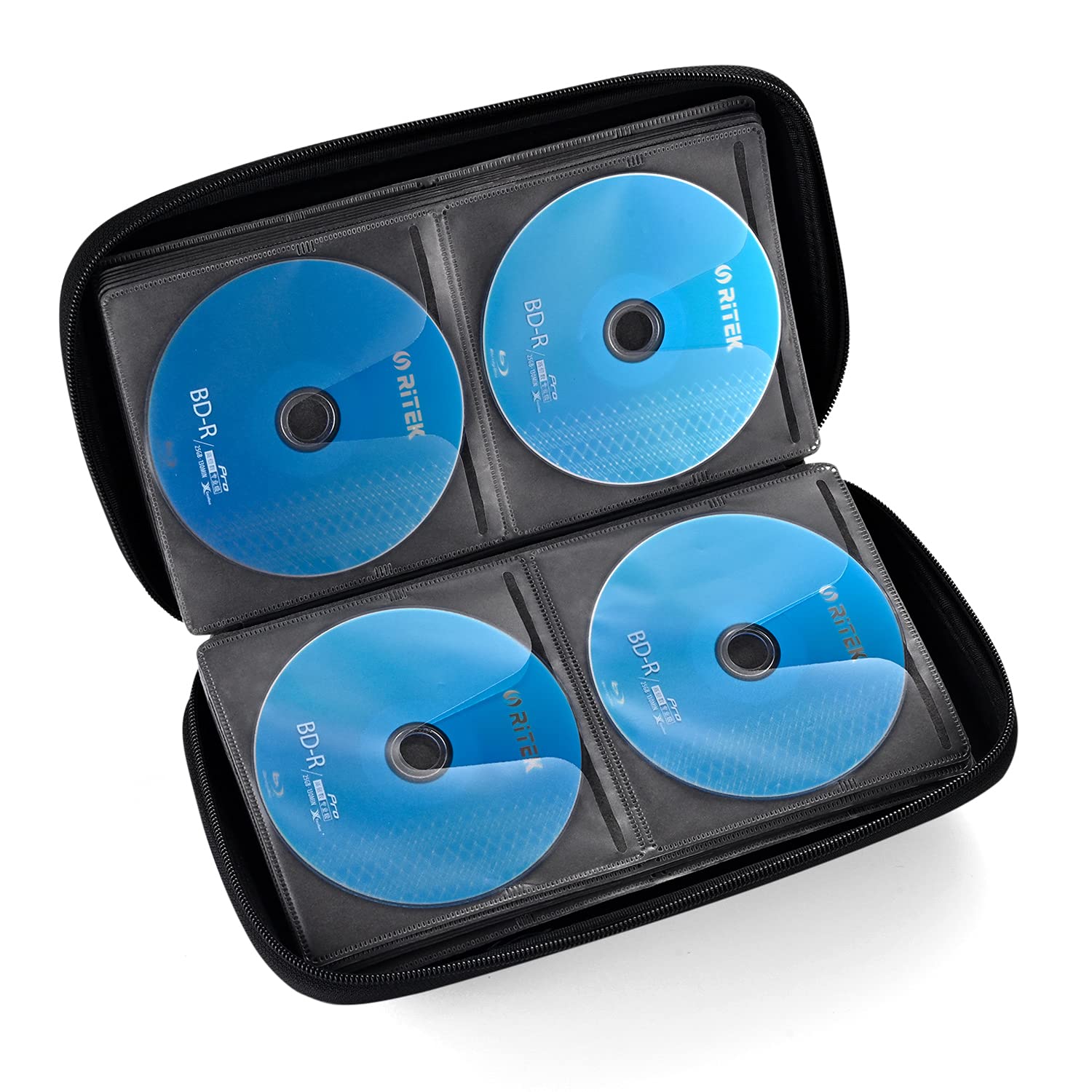 DVD Case, EVA CD Case Holder Storage Organizer Portable Protective DVD Wallet Holder for Car 96 Capacity Black96 - Image 4