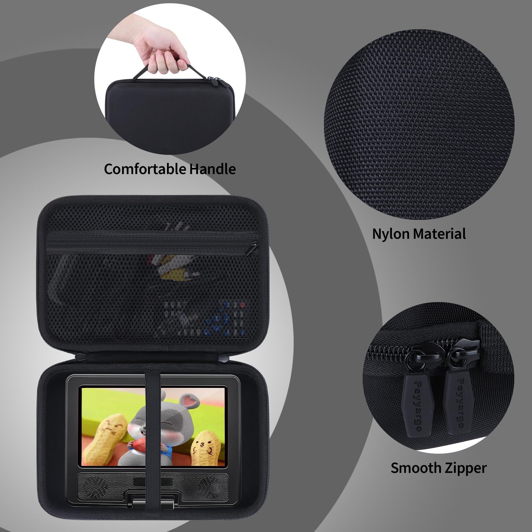 DVD Player Case Compatible with 9.5" | 10.5" YOTON/POFOTO/WONNIE/PJGCWB Portable DVD Player (Black) Black - Image 5