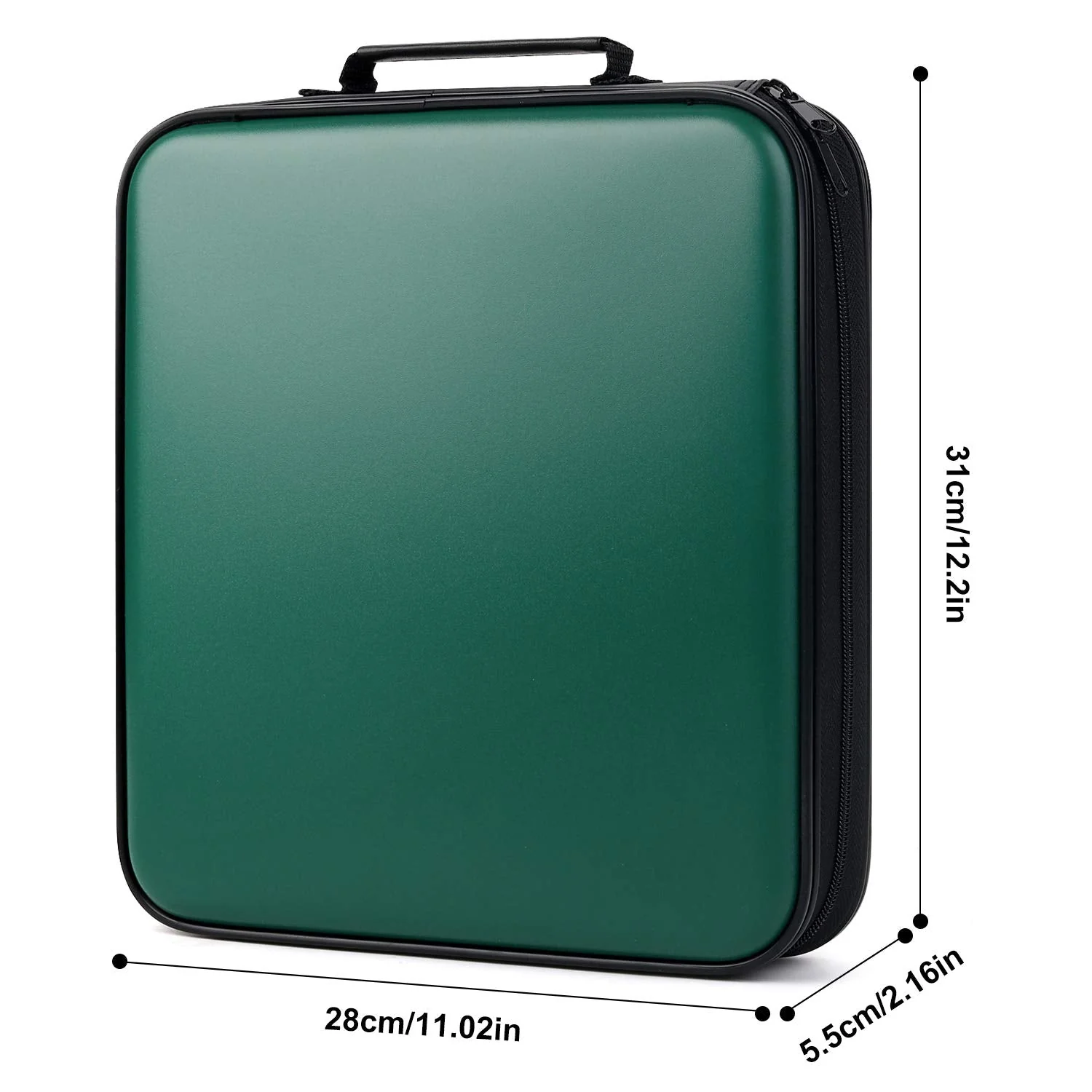DVD Storage CD Case Holder: 160 Capacity CD Sleeves Black Disc Cases Binder for Car - CD Hard Organizer Box - Large DVD Wallet for Movie/Music/Game & Portable CD Book Green - Image 2