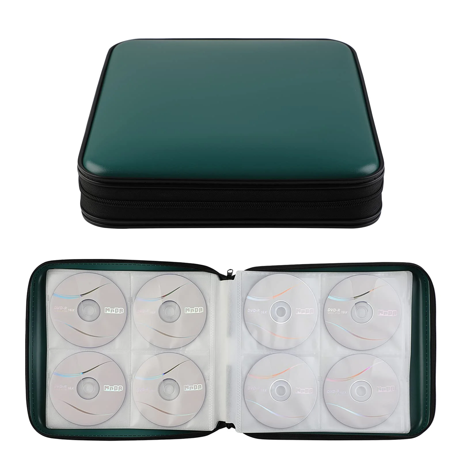 DVD Storage CD Case Holder: 160 Capacity CD Sleeves Black Disc Cases Binder for Car - CD Hard Organizer Box - Large DVD Wallet for Movie/Music/Game & Portable CD Book Green - Image 6