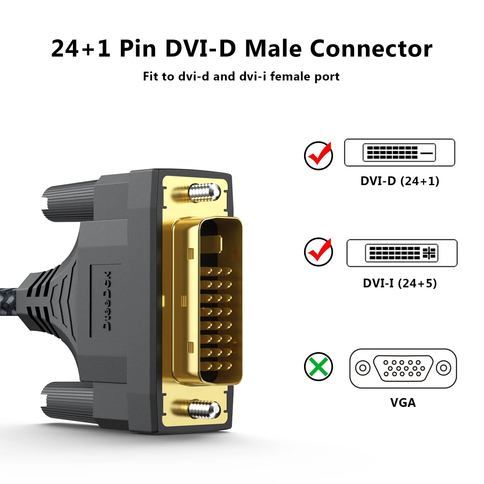 DVI to HDMI Cable 6ft, HDMI to DVI-D Cord Adapter Bidrectional Braided for Monitor Projector Raspberry Pi Roku Xbox One PS5 Graphics Card Blue-ray Switch - Black 6 Feet 1 Pack - Image 5
