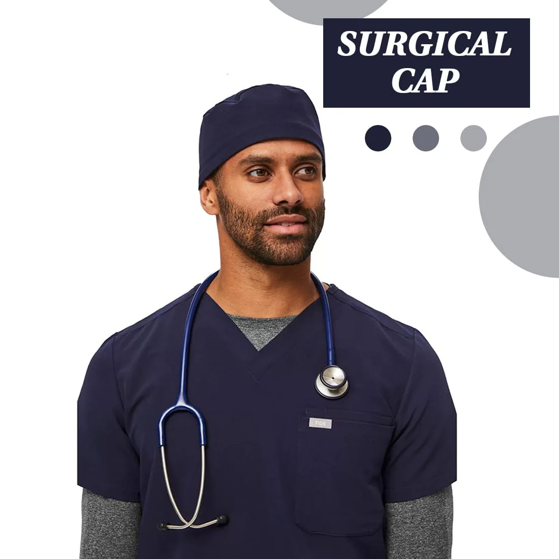 DWFEYOI Surgical Hood Fabric, Surgical Caps, Fabric Nurse Accessories for Doctors, Nurses, Dentists, Pharmacists, Vets, Medical Staff, blue - Image 3
