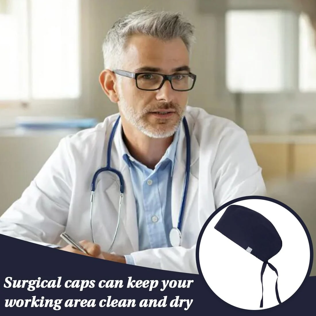 DWFEYOI Surgical Hood Fabric, Surgical Caps, Fabric Nurse Accessories for Doctors, Nurses, Dentists, Pharmacists, Vets, Medical Staff, blue - Image 5