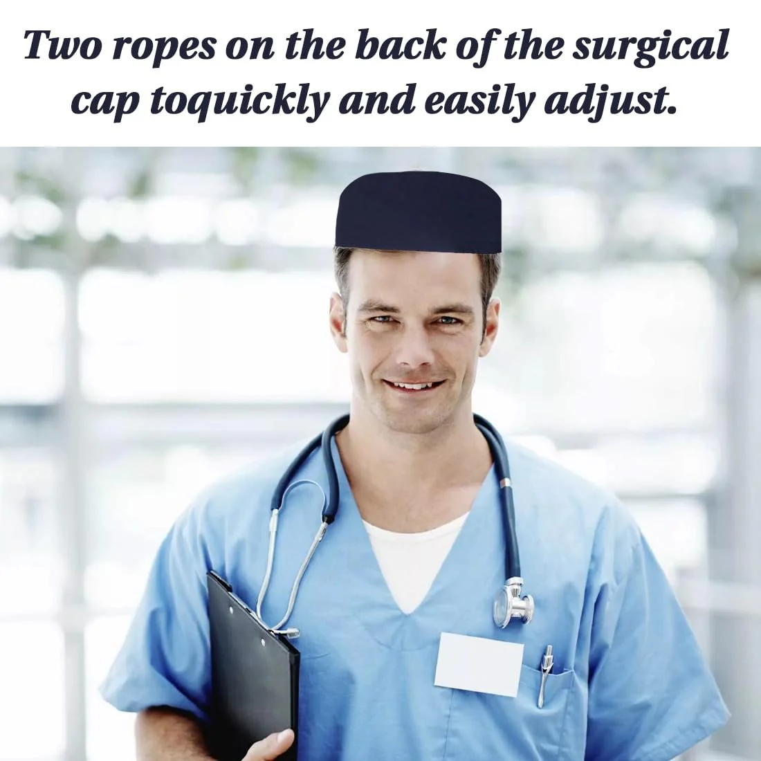 DWFEYOI Surgical Hood Fabric, Surgical Caps, Fabric Nurse Accessories for Doctors, Nurses, Dentists, Pharmacists, Vets, Medical Staff, blue - Image 6