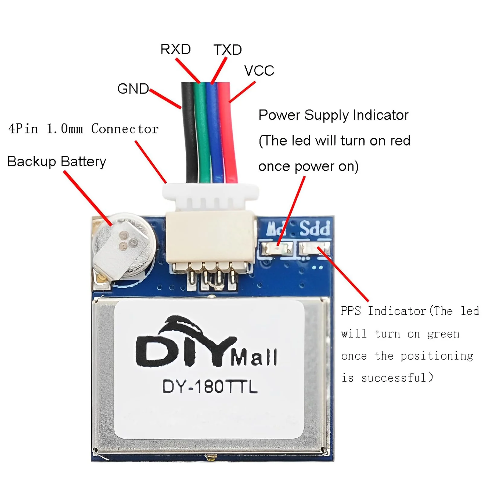 DY-180TTL GPS Receiver Module Dual Glonass GPS Navigation Module TTL Level 9600bps with GPS Antenna for Arduino FPV Aircraft,Replace BN-180 GPS DY-180 - Image 3