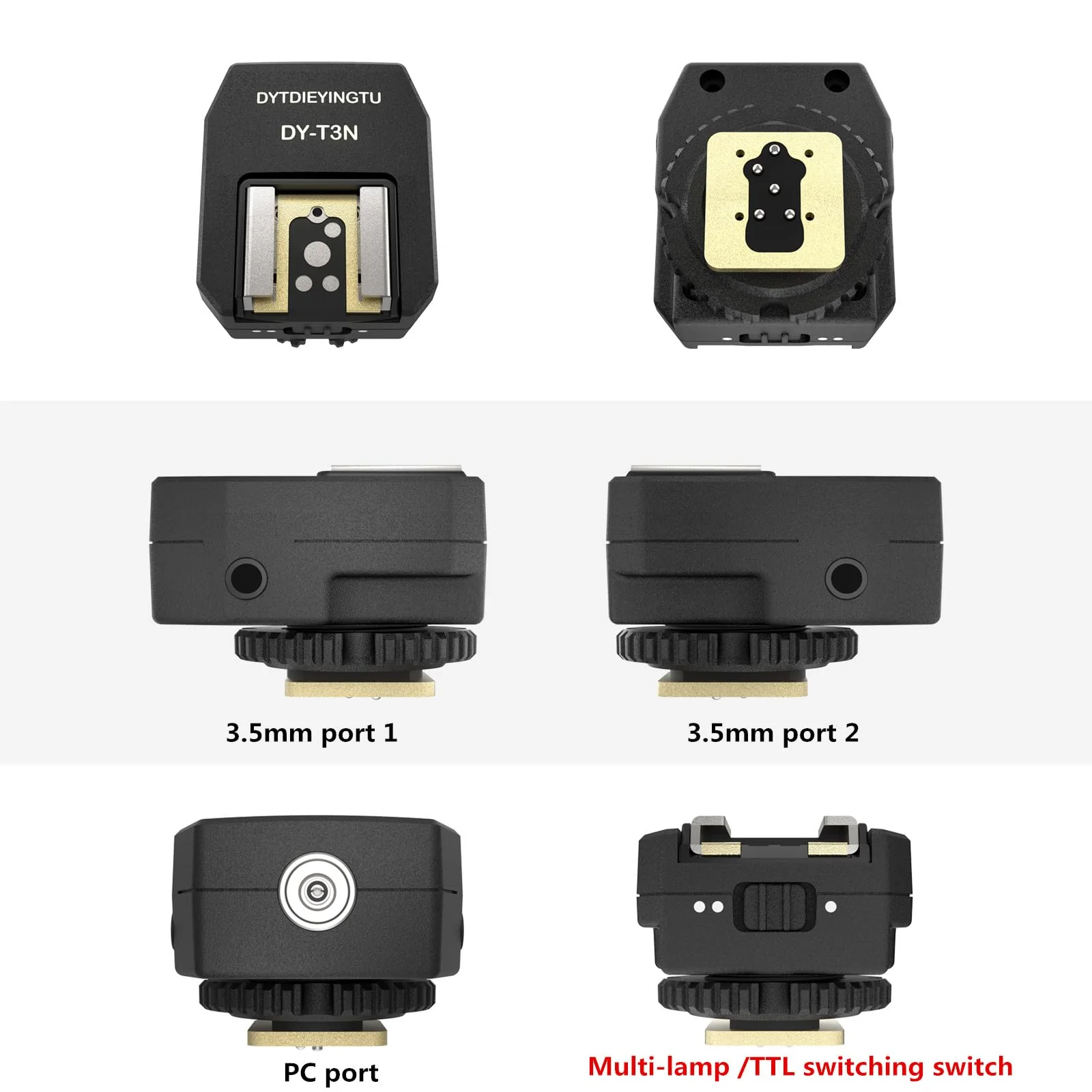 DY-T3N for Nikon Camera Flash hot Shoe Converter Adapter, Small Flash Godox iT30 im20/30, Height-Increasing Multi-Flash Trigger, Extended Body Universal Accessory (DY-T3N N01) DY-T3N N01 - Image 6
