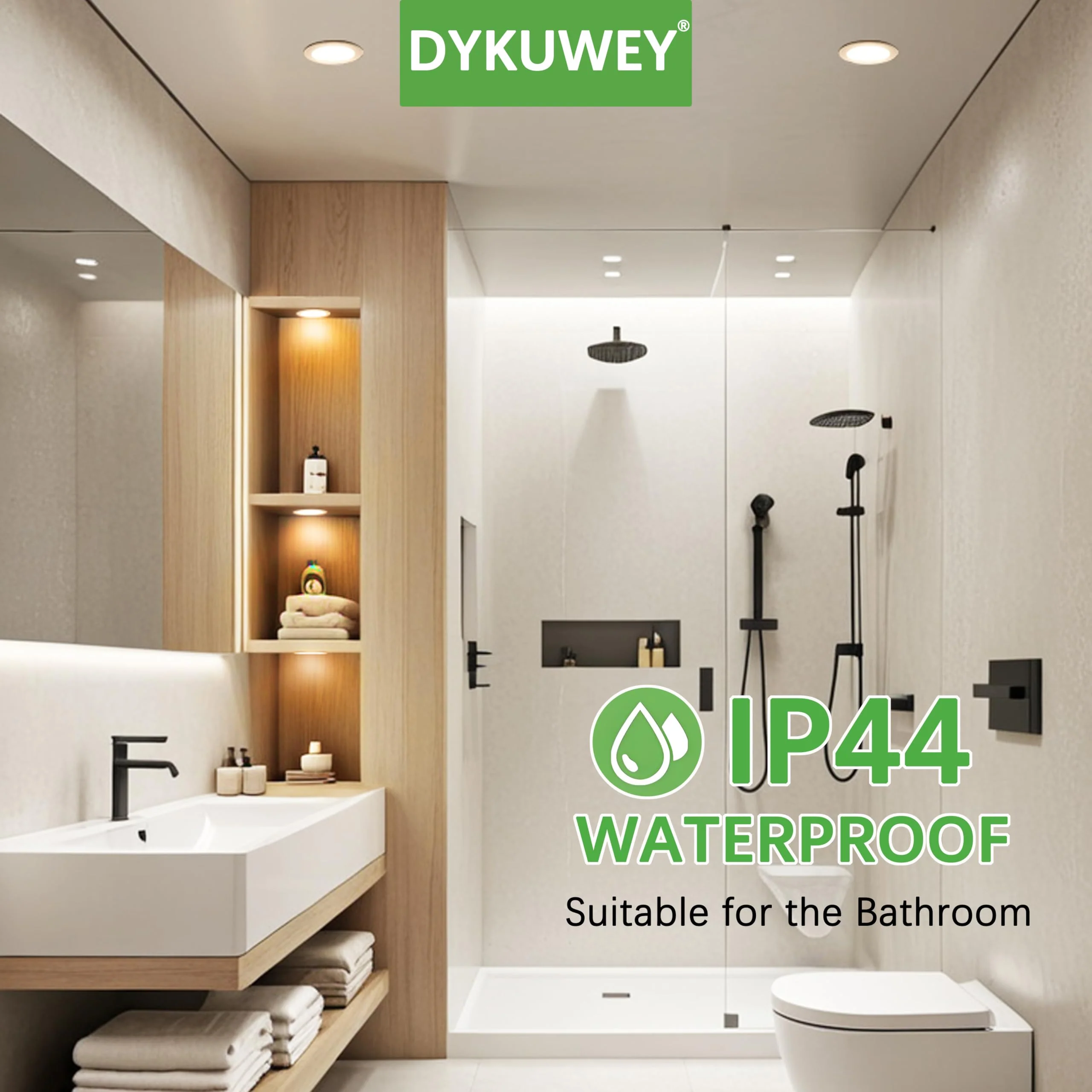 DYKUWEY Set of 4 LED Recessed Spotlights, 12 V, 3 W, Recessed Spotlights, LED Flat Hole 55-58 mm and 14 mm Flat, LED Spot 12 V IP44 Dimmable Ceiling Spotlight, Furniture Recessed Spotlights (Nickel Nickel Warm White 3000 K - Image 3