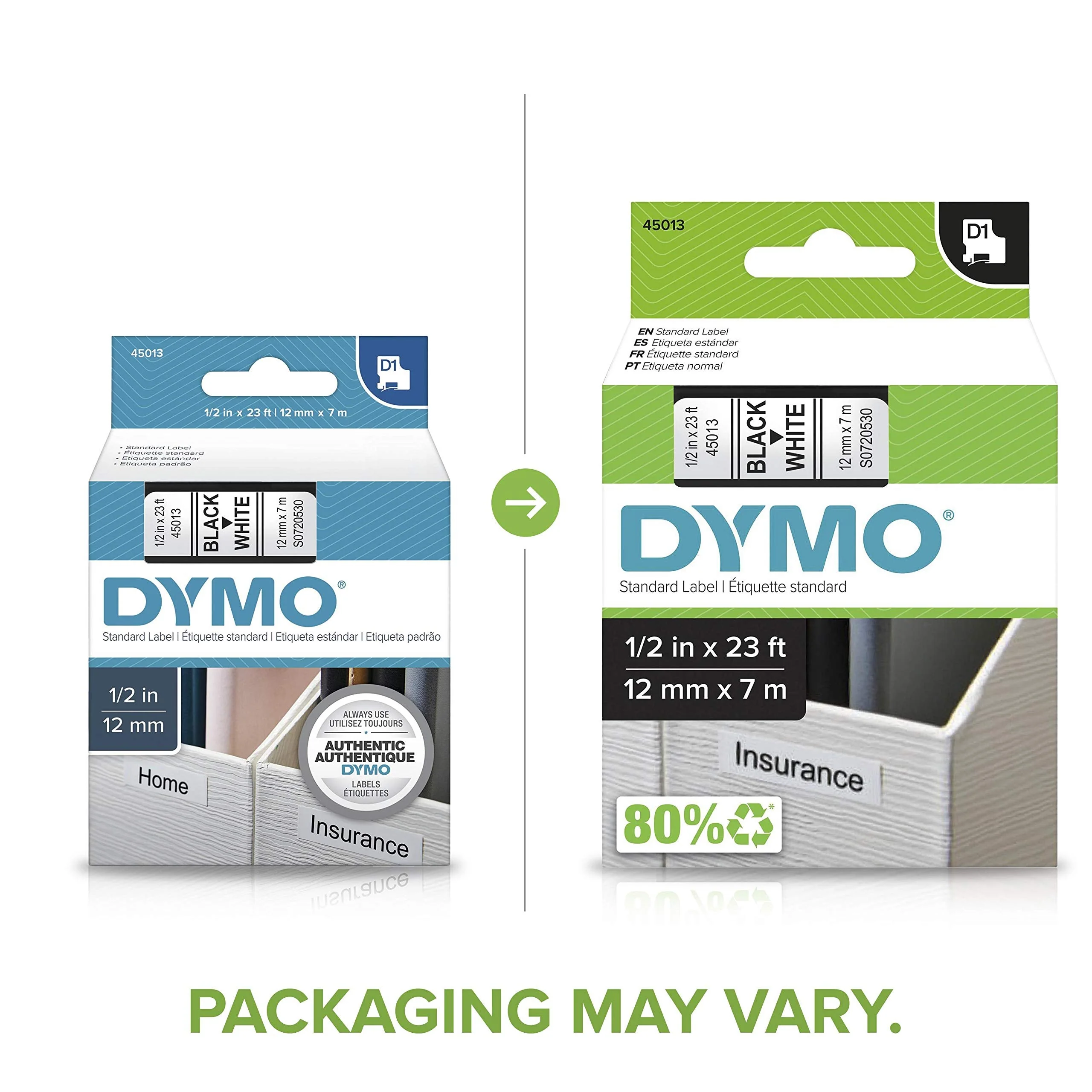 DYMO D1 Labels, 1/2-Inch x 23-Foot Roll, Black Print on White, Self-Adhesive, For LabelManager Label Makers 1 Pack - Image 4