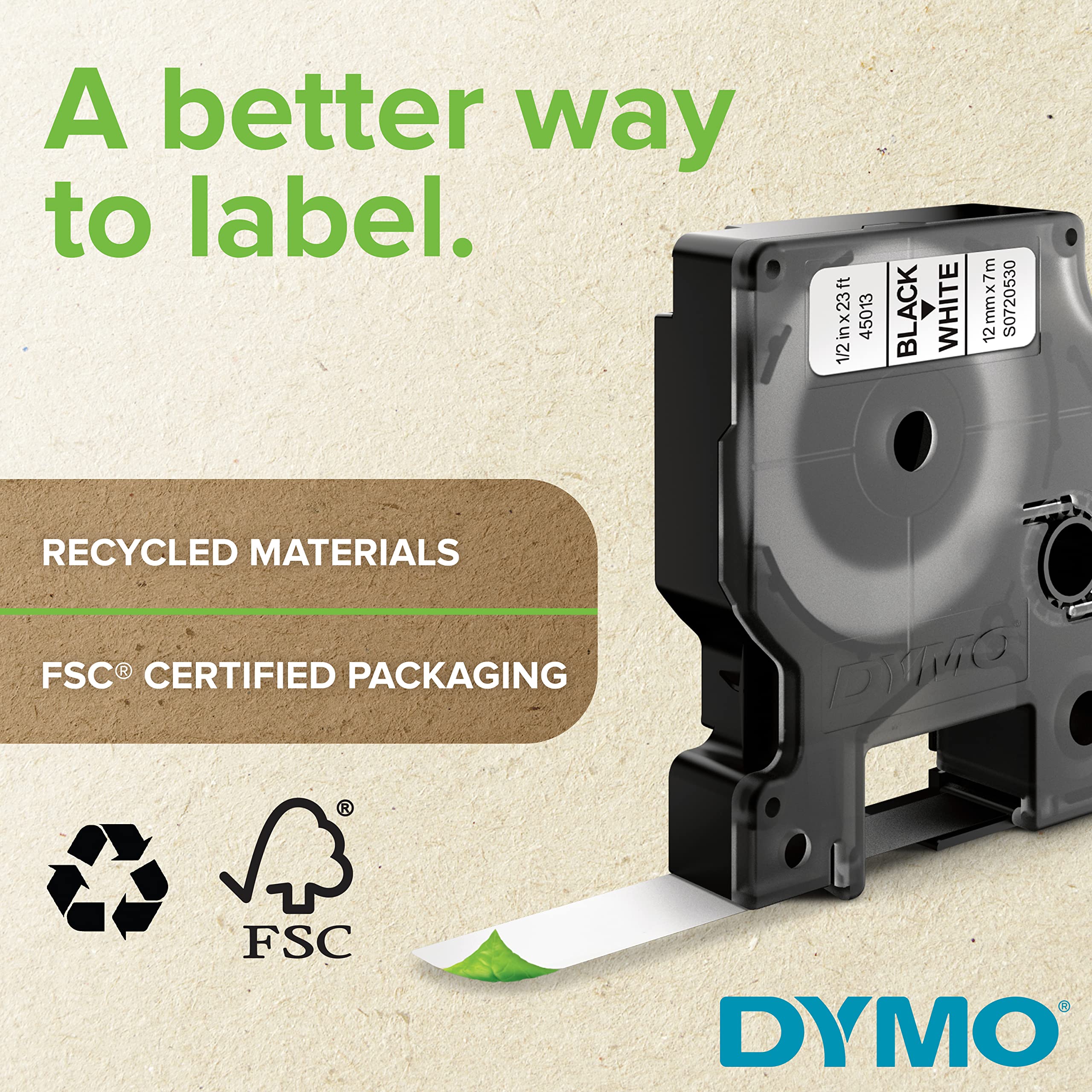 DYMO D1 Labels, 1/2-Inch x 23-Foot Roll, Black Print on White, Self-Adhesive, For LabelManager Label Makers 1 Pack - Image 5