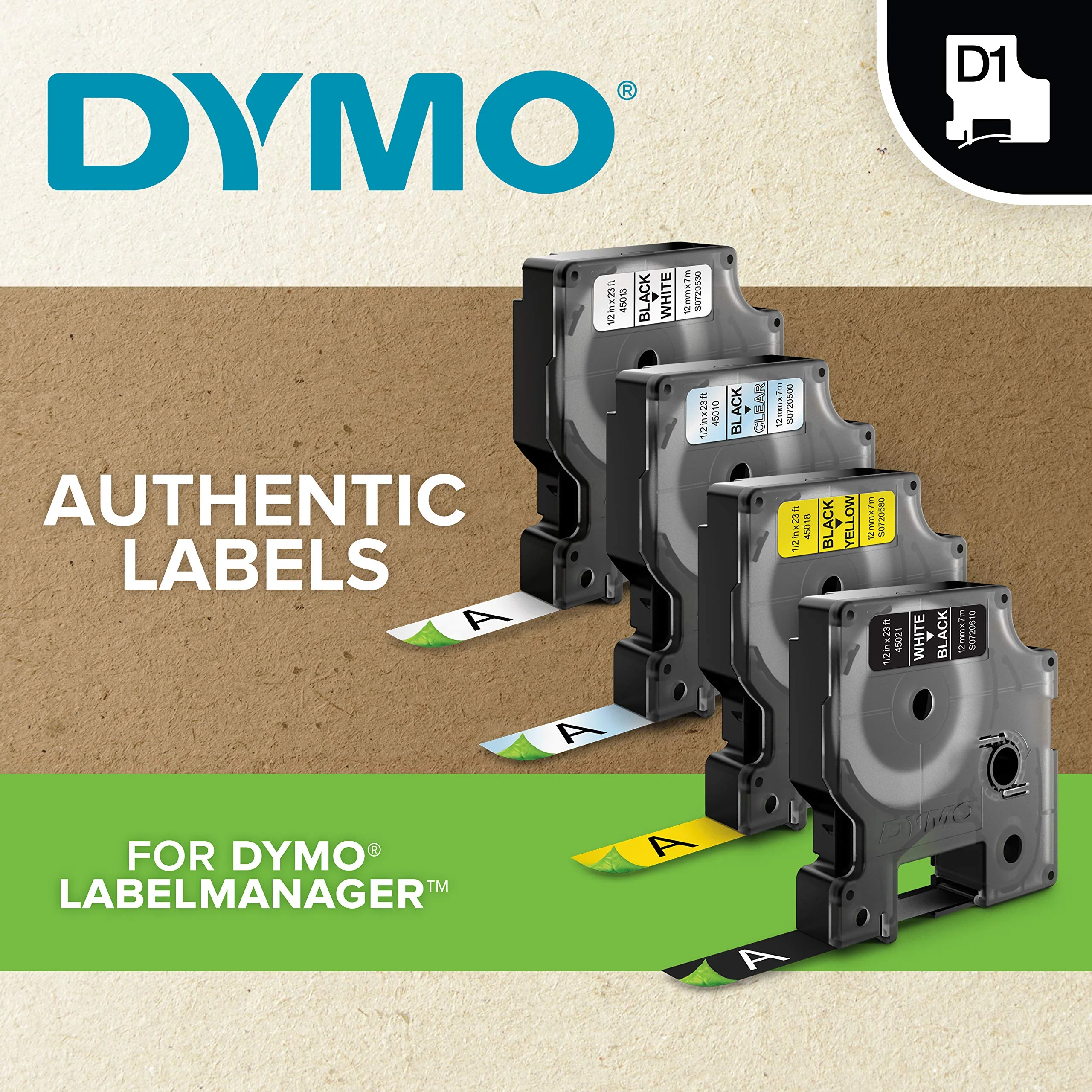 DYMO Standard D1 45010 Labels for LabelManager Label Makers, 1/2" W x 23' L, Black Print on Clear Tape, Self-Adhesive, 1 Cartridge 1/2" Black on Clear - Image 4