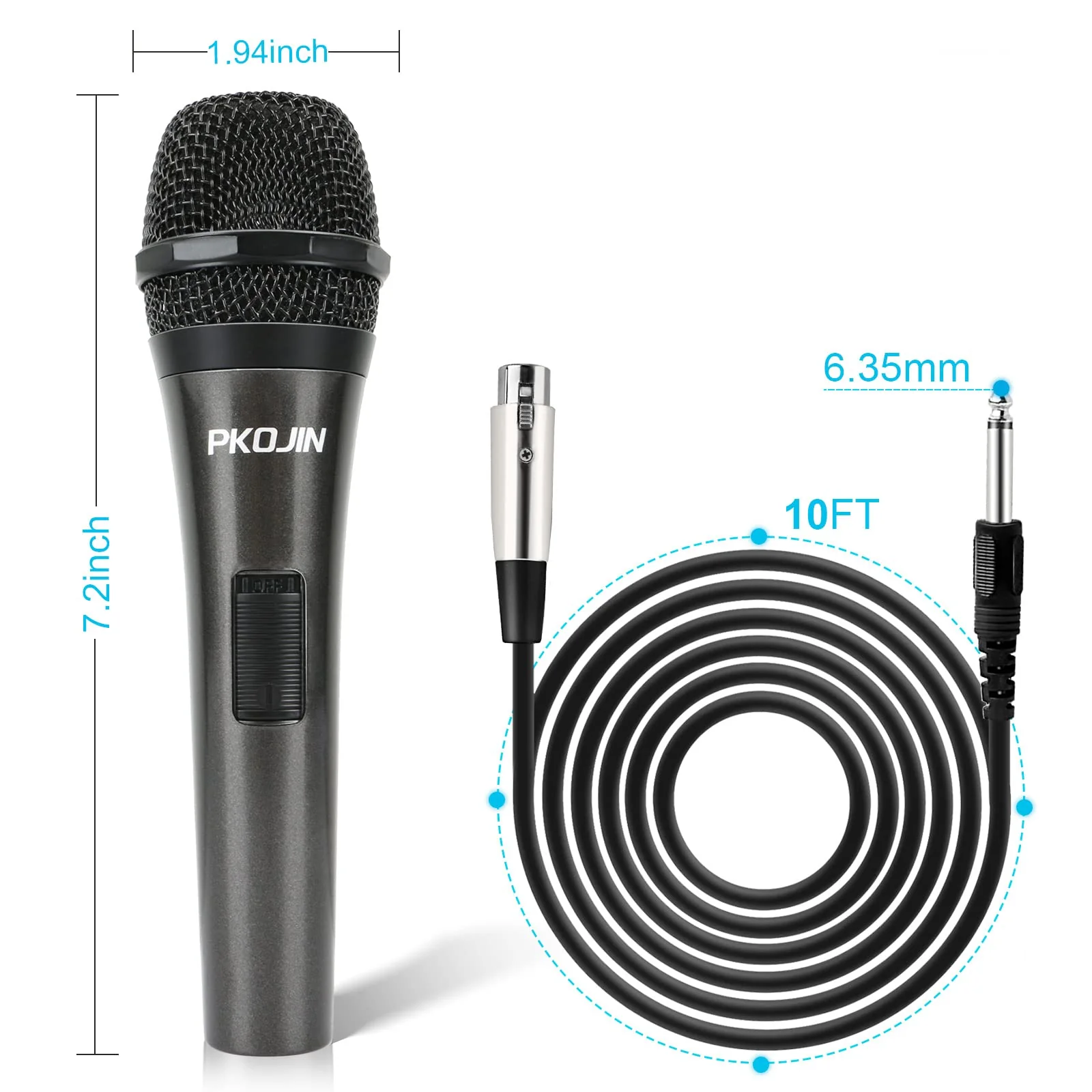 Dynamic Karaoke Microphone for Singing, Vocal Wired Microphone for Karaoke, Handheld Mic with 10 Ft Cable, Mics for Speaker with ON/Off Switch - Image 4