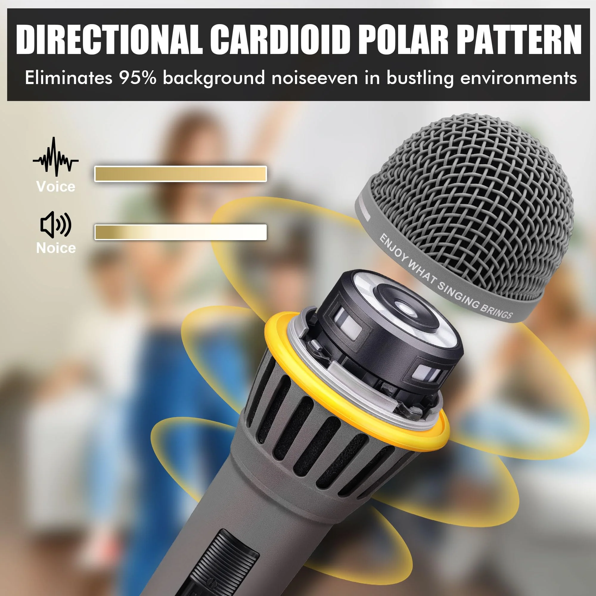 Dynamic Microphone - Vocal Microphone for Singing - Handheld Wired Microphones with 16ft XLR to 1/4" Audio Cable - Mic for Speaker, Mixer, Amplifier & Karaoke Machine (Matte Grey) Matte Grey - Image 2