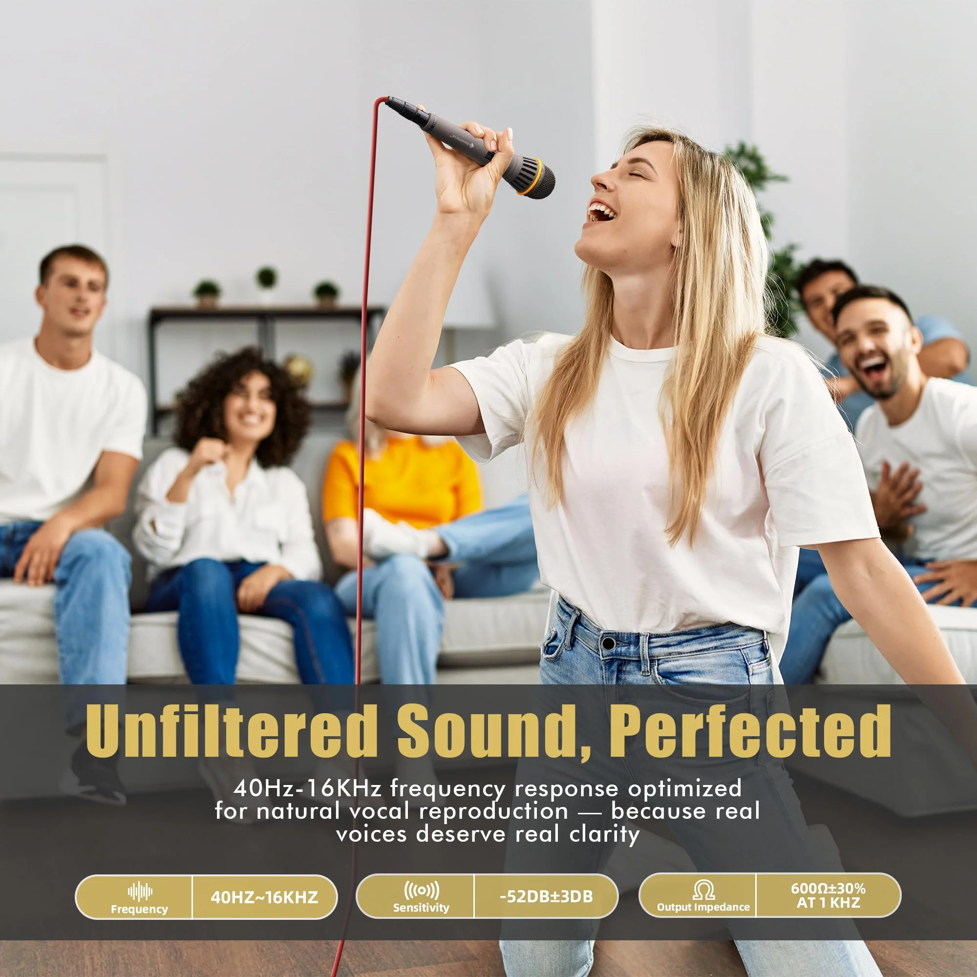 Dynamic Microphone - Vocal Microphone for Singing - Handheld Wired Microphones with 16ft XLR to 1/4" Audio Cable - Mic for Speaker, Mixer, Amplifier & Karaoke Machine (Matte Grey) Matte Grey - Image 6