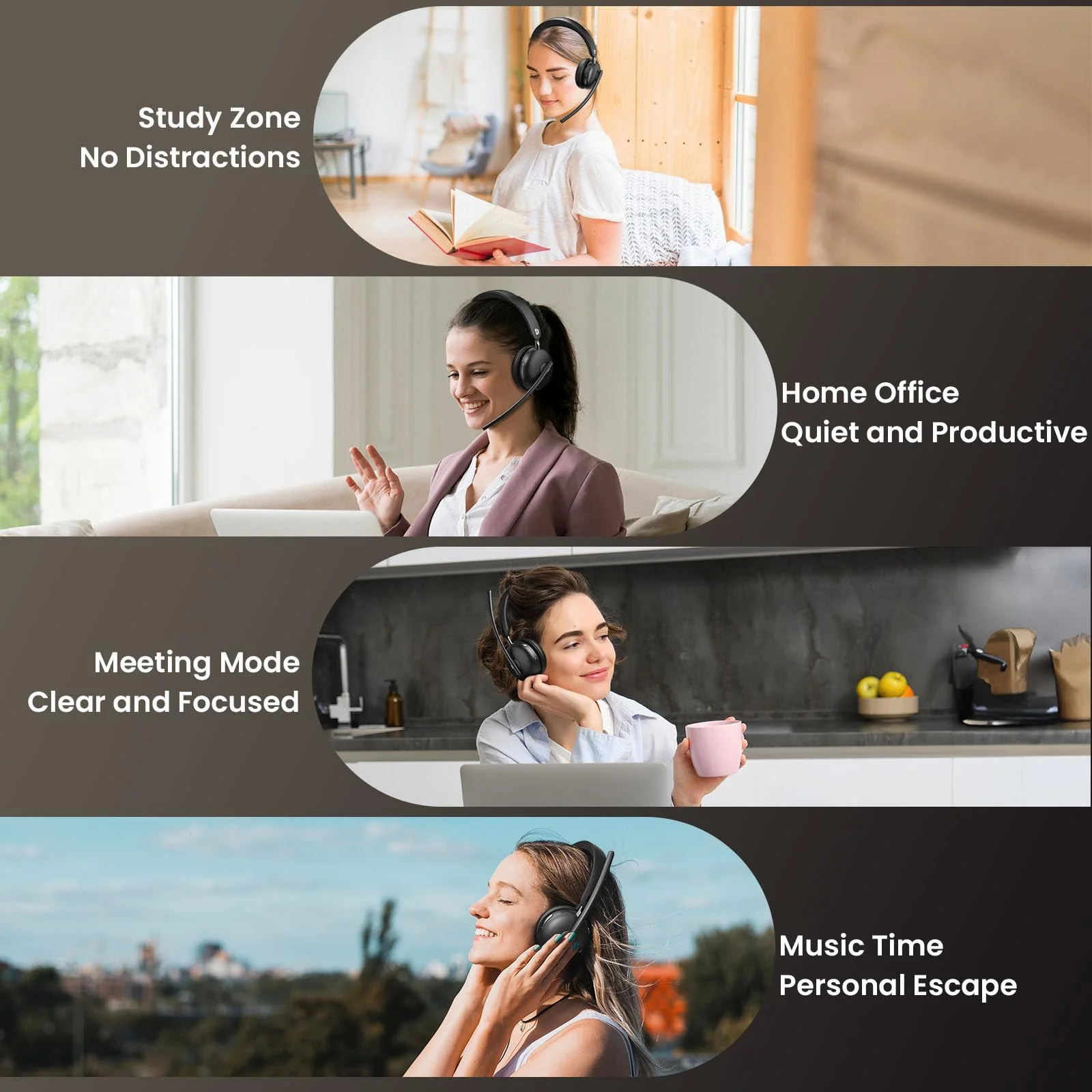 Dytole Wireless Headset with Mic for Work, Bluetooth 5.3 Headset with Noise Cancelling, Wireless Headphones with Mic & USB Dongle, 65H & Mute, Ideal for PC/Call Center/Computer/Laptop/Study - Image 7