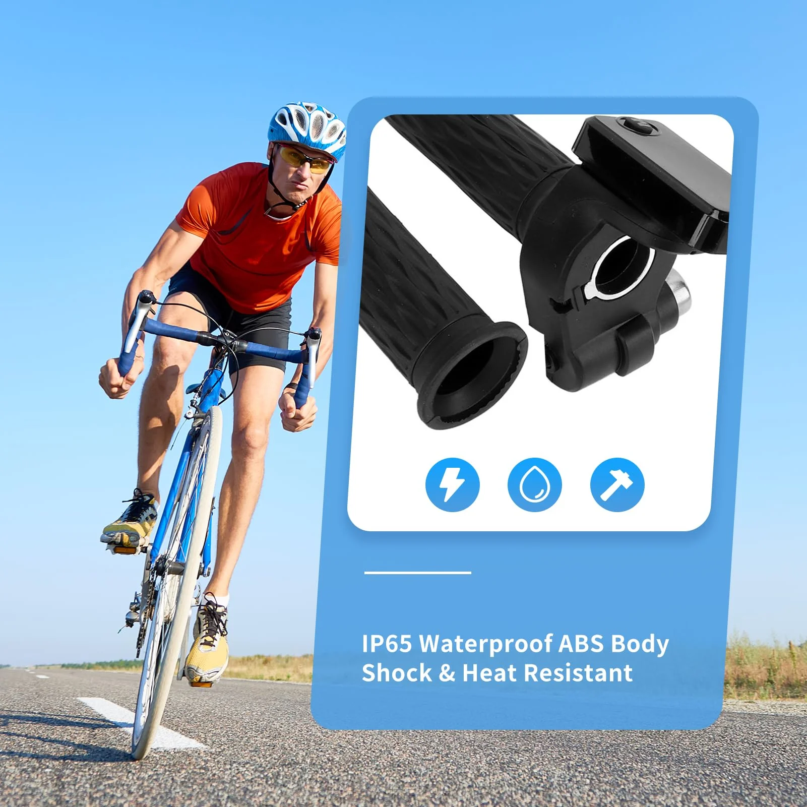 E Bike Grips Throttle Electric Scooter Twist Handlebar with LCD Display Throttle Accelerator Handle Grips with Cable Key Knock for tuttio Scooter Motorcycle 24V-72V - Image 5