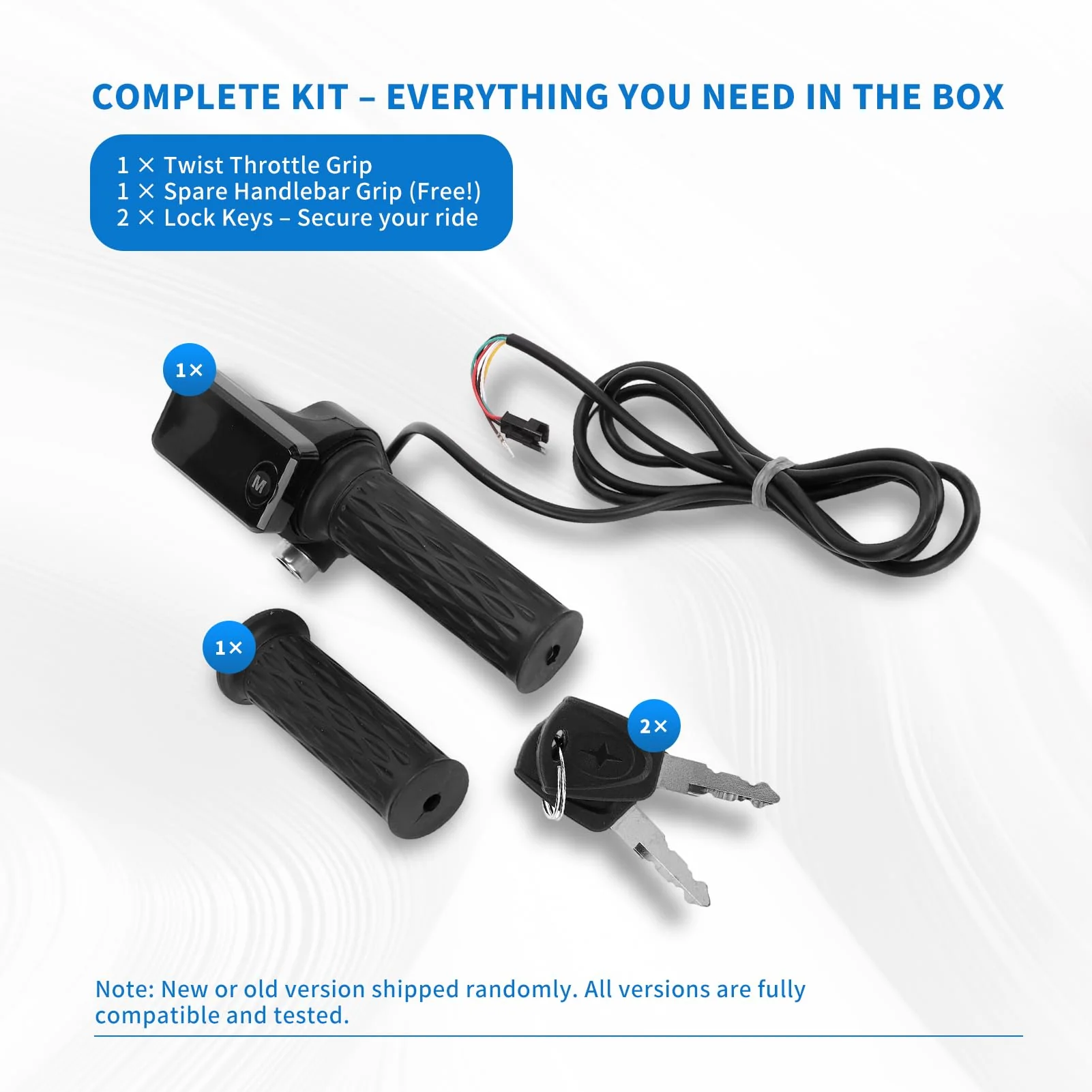 E Bike Grips Throttle Electric Scooter Twist Handlebar with LCD Display Throttle Accelerator Handle Grips with Cable Key Knock for tuttio Scooter Motorcycle 24V-72V - Image 8