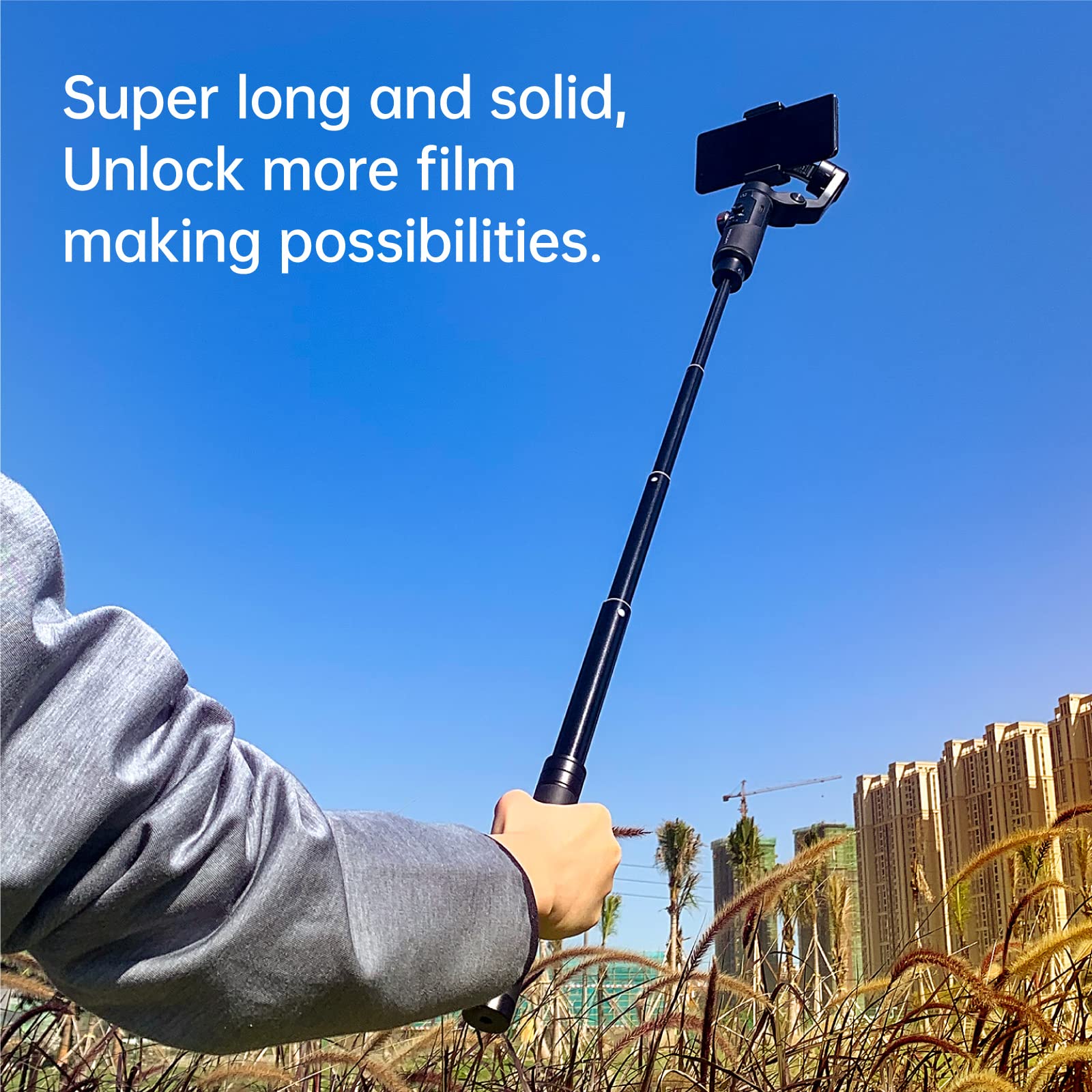 E10 Aluminum Extension Rod 28.7” Adjustable Selfie Stick Compatible with 3-Axis Gimbal, Action Camera, Camera w/ 1/4" Thread Extendable Pole for Videography - Image 4