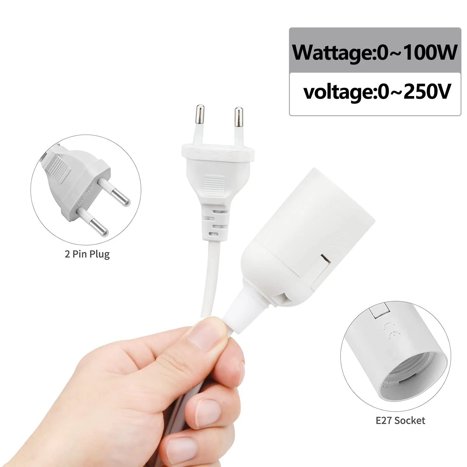 E27 Lamp Holder with Switch Socket Adapter and 3.5 m Power Cable, Lamp Base E 27 Socket Lamp Suspension White for Ceiling Light, Pendant Light and much more - Image 3