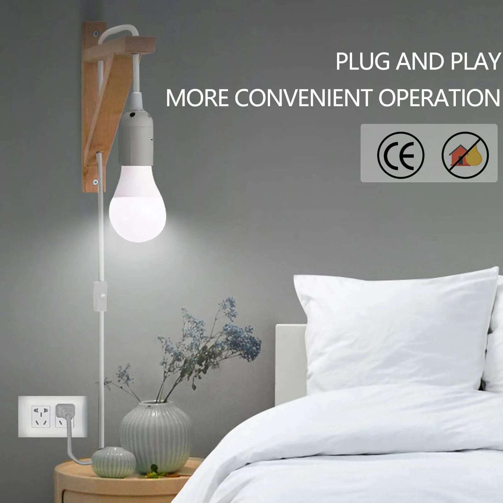 E27 Lamp Holder with Switch Socket Adapter and 3.5 m Power Cable, Lamp Base E 27 Socket Lamp Suspension White for Ceiling Light, Pendant Light and much more - Image 5