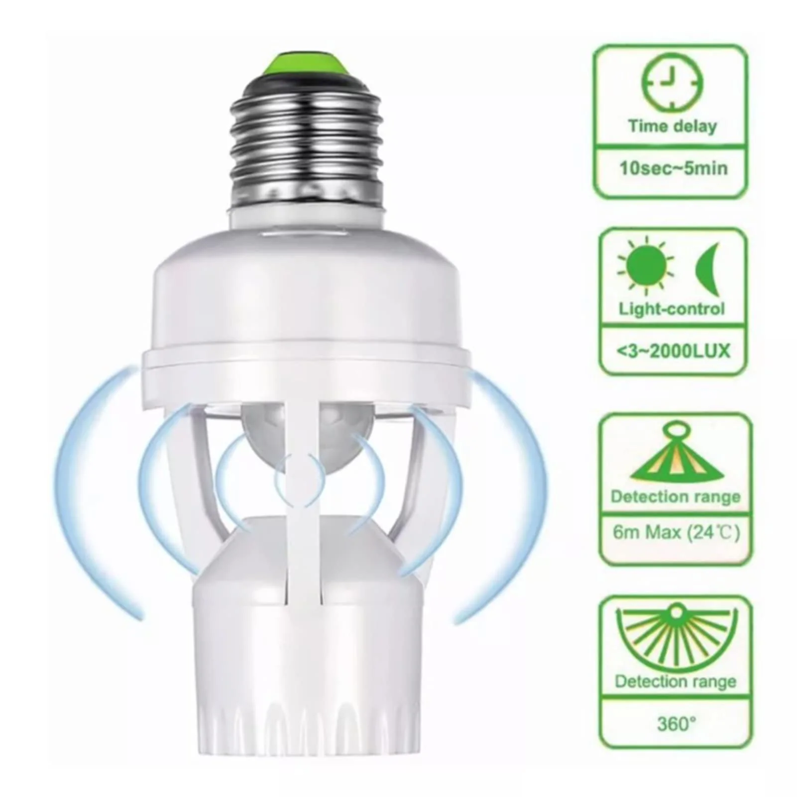 E27 LED Lamp, Light Bulbs with Motion Sensor, Adjustable Automatic On/Off Light Control Sensor, E27 Socket Screw for Garage, Basement, Stairs and Storage Room - Image 5