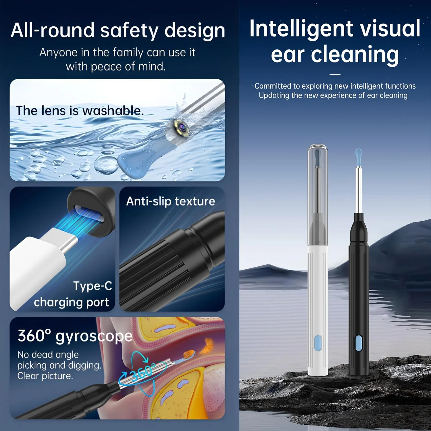 Ear Wax Remover Otoscope, 1080P HD WiFi Ear Cleaner with Camera Ear Endoscope Ear Cleaning for Phone, (White) - Image 3