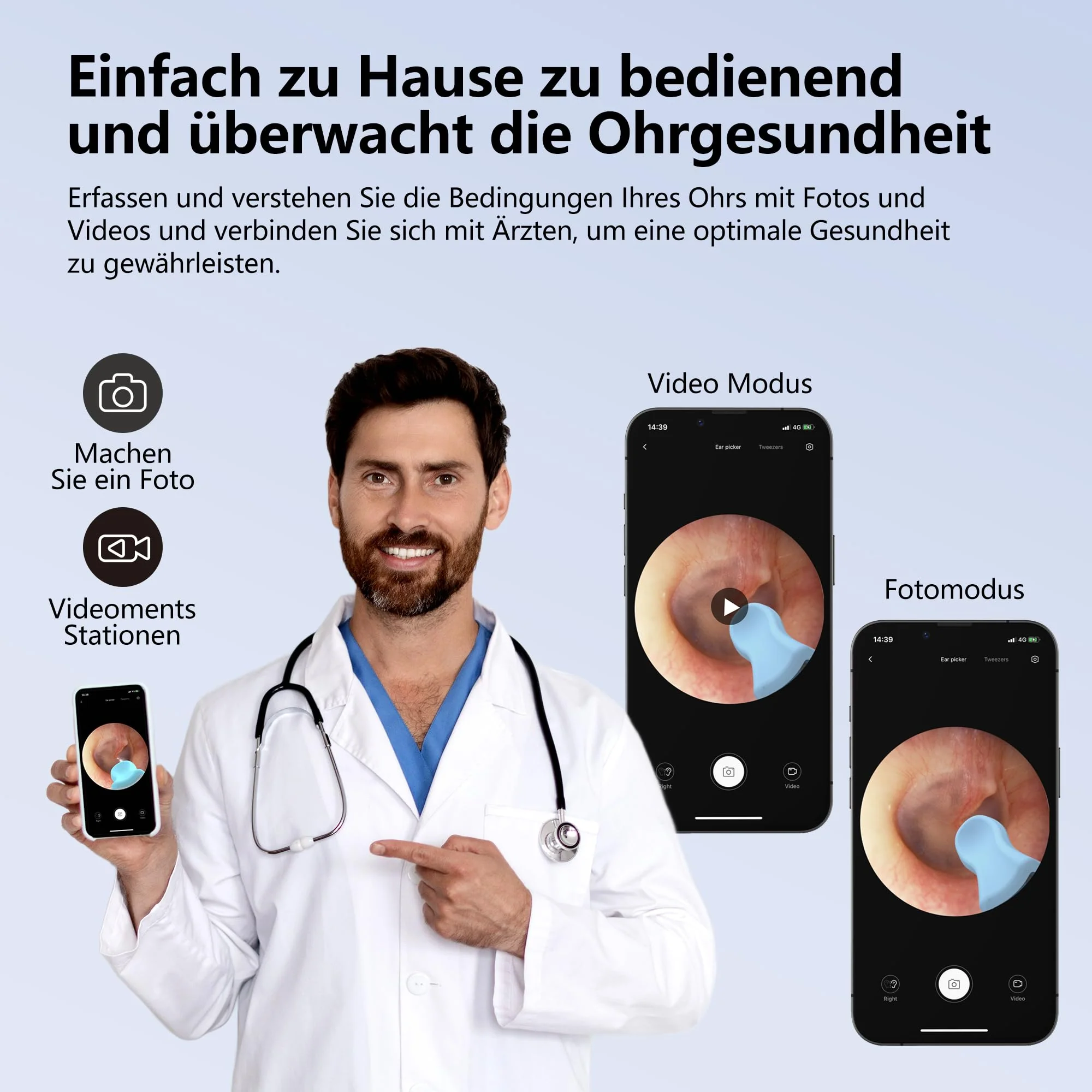 Ear Wax Remover Otoscope: 1080P WiFi Ear Cleaner Camera, IP67 Waterproof Ear Cleaner, 360° Wide Angle Ear Cleaning Camera, 3.5 mm Lens Ear Endoscope with 6 LEDs for iPhone, iPad and Android - Image 3