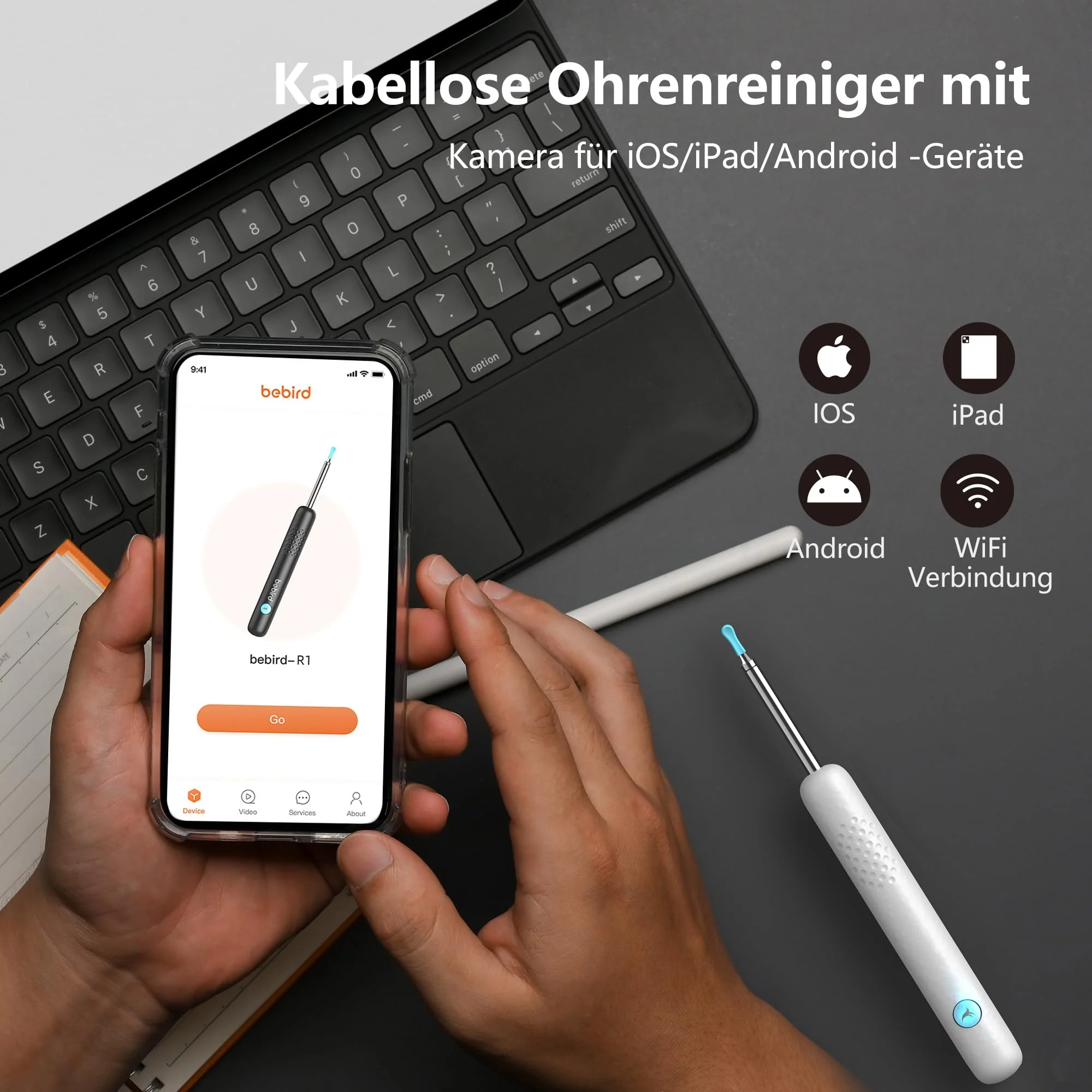 Ear Wax Remover Otoscope: 1080P WiFi Ear Cleaner Camera, IP67 Waterproof Ear Cleaner, 360° Wide Angle Ear Cleaning Camera, 3.5 mm Lens Ear Endoscope with 6 LEDs for iPhone, iPad and Android - Image 7