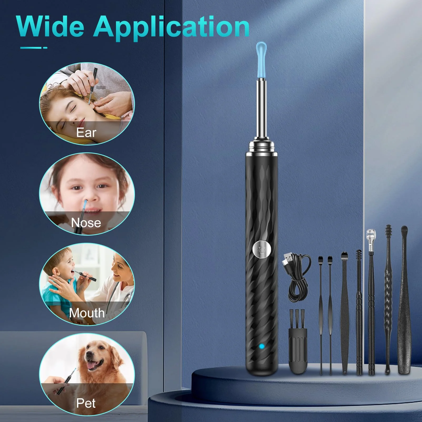 Ear Wax Remover Otoscope, 1080P WiFi Ear Cleaner Camera, IP67 Waterproof Ear Mirror 360° Wide Angle Ear Cleaner Otoscope Ear with 3.5 mm Lens and 6 LEDs for iPhone, iPad and Android, Smartphones - Image 6