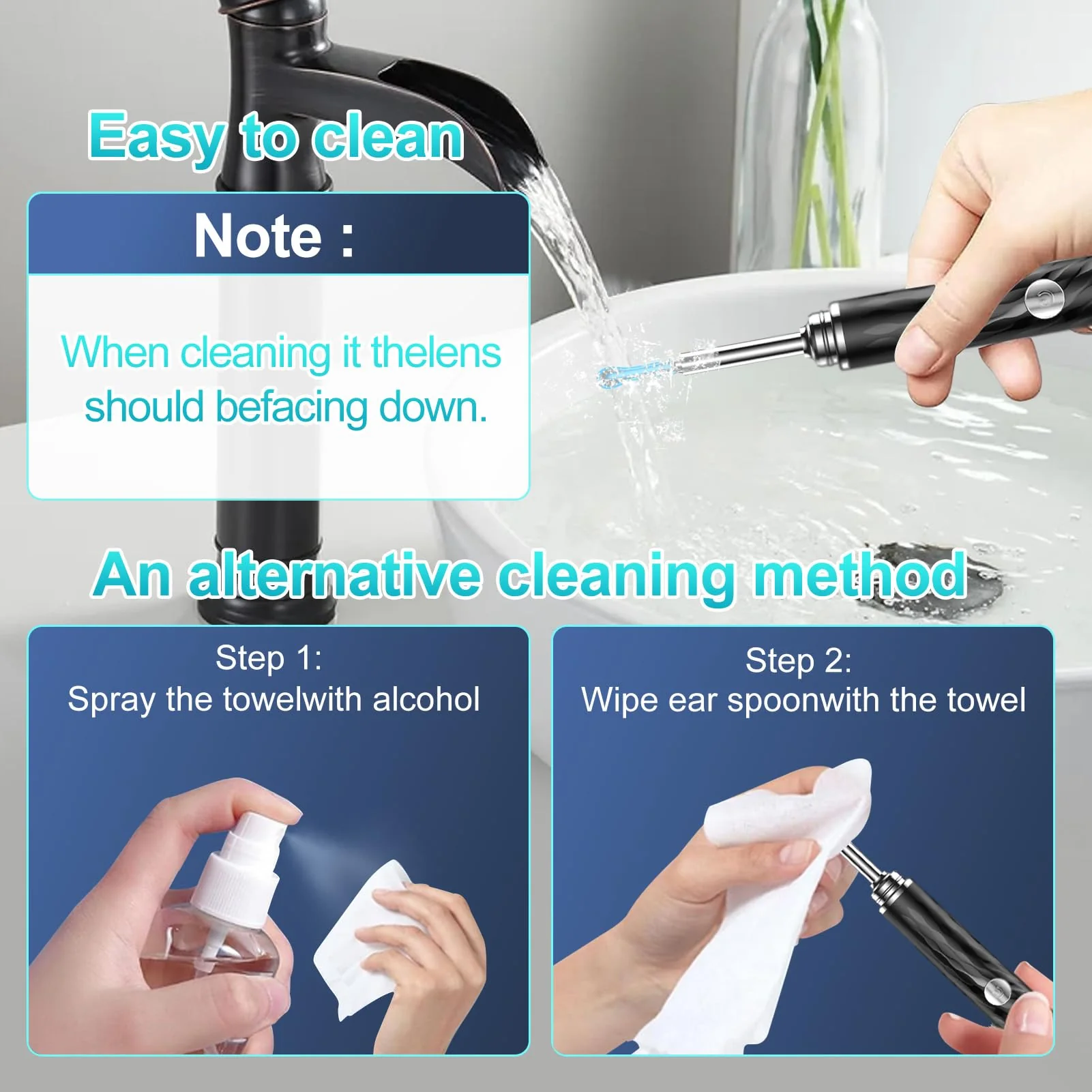 Ear Wax Remover Otoscope, 1080P WiFi Ear Cleaner Camera, IP67 Waterproof Ear Mirror 360° Wide Angle Ear Cleaner Otoscope Ear with 3.5 mm Lens and 6 LEDs for iPhone, iPad and Android, Smartphones - Image 9