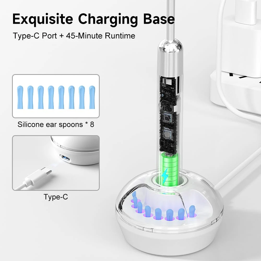 Ear Wax Remover Otoscope, 1080P WiFi Ear Cleaner with UV-C Charging Station, IP67 Waterproof Otoscope Ear with 6 LEDs for iOS and Android Smartphones Digital Ear Scoop with Camera - Image 4