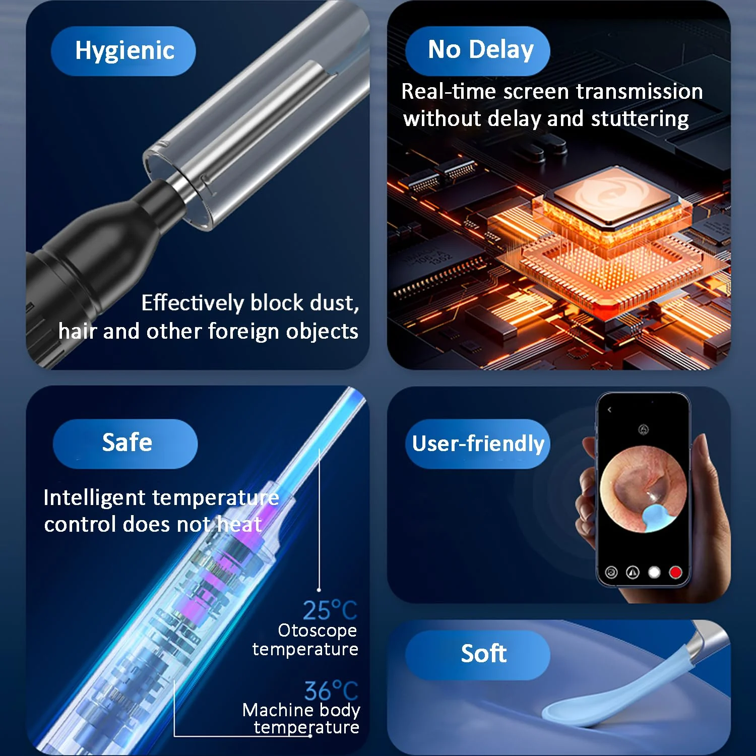 Ear Wax Remover Otoscope Cleaner Kit, Easy and Safe Ear Cleaning, Ear Shoe Removal Kit with 1080P HD Camera, 6 Ear Set and 8 Conventional Tools, Ear Cleaning Kit for iPhone, iPad, Android - Image 3