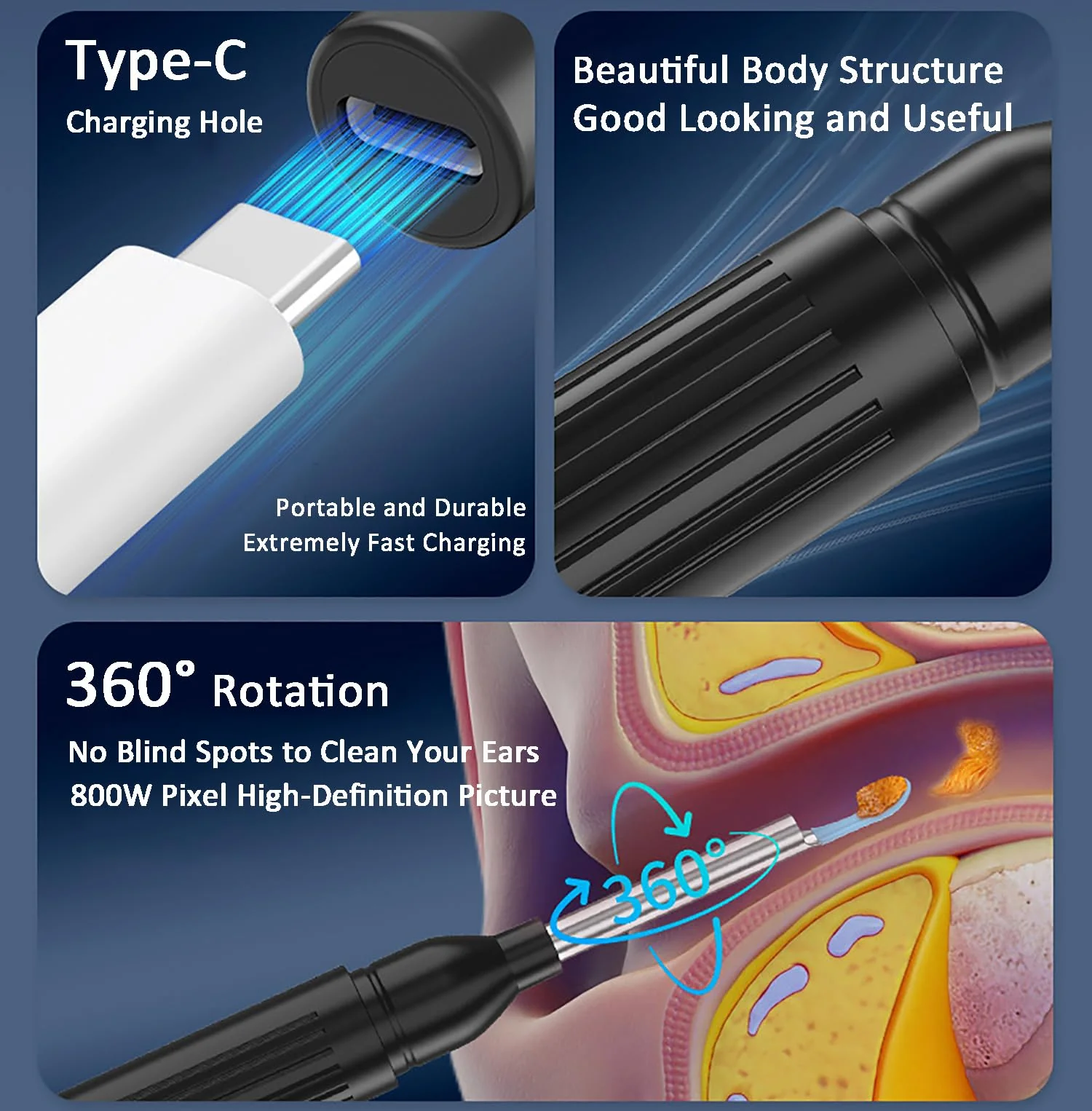 Ear Wax Remover Otoscope Cleaner Kit, Easy and Safe Ear Cleaning, Ear Shoe Removal Kit with 1080P HD Camera, 6 Ear Set and 8 Conventional Tools, Ear Cleaning Kit for iPhone, iPad, Android - Image 4