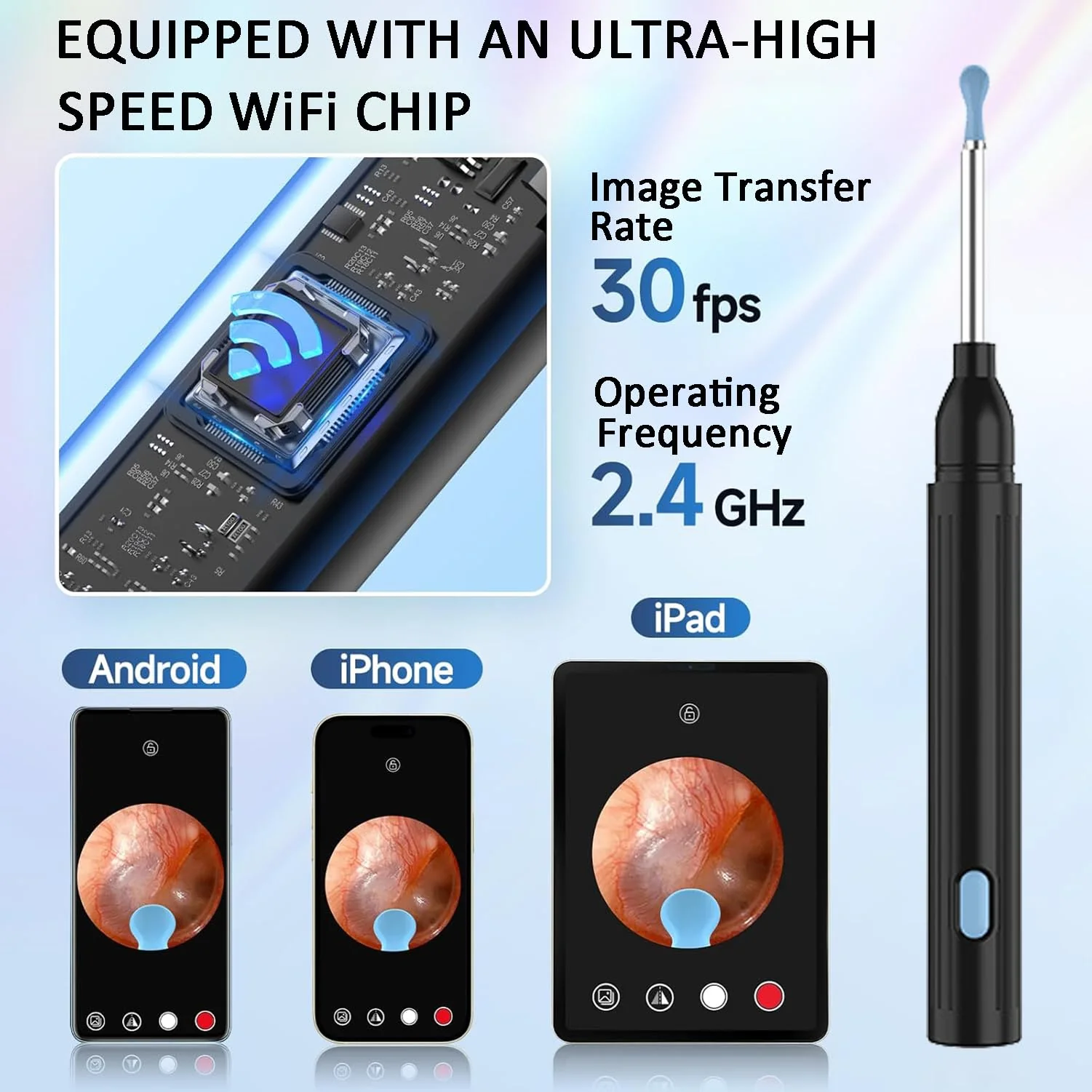 Ear Wax Remover Otoscope Cleaner Kit, Easy and Safe Ear Cleaning, Ear Shoe Removal Kit with 1080P HD Camera, 6 Ear Set and 8 Conventional Tools, Ear Cleaning Kit for iPhone, iPad, Android - Image 6