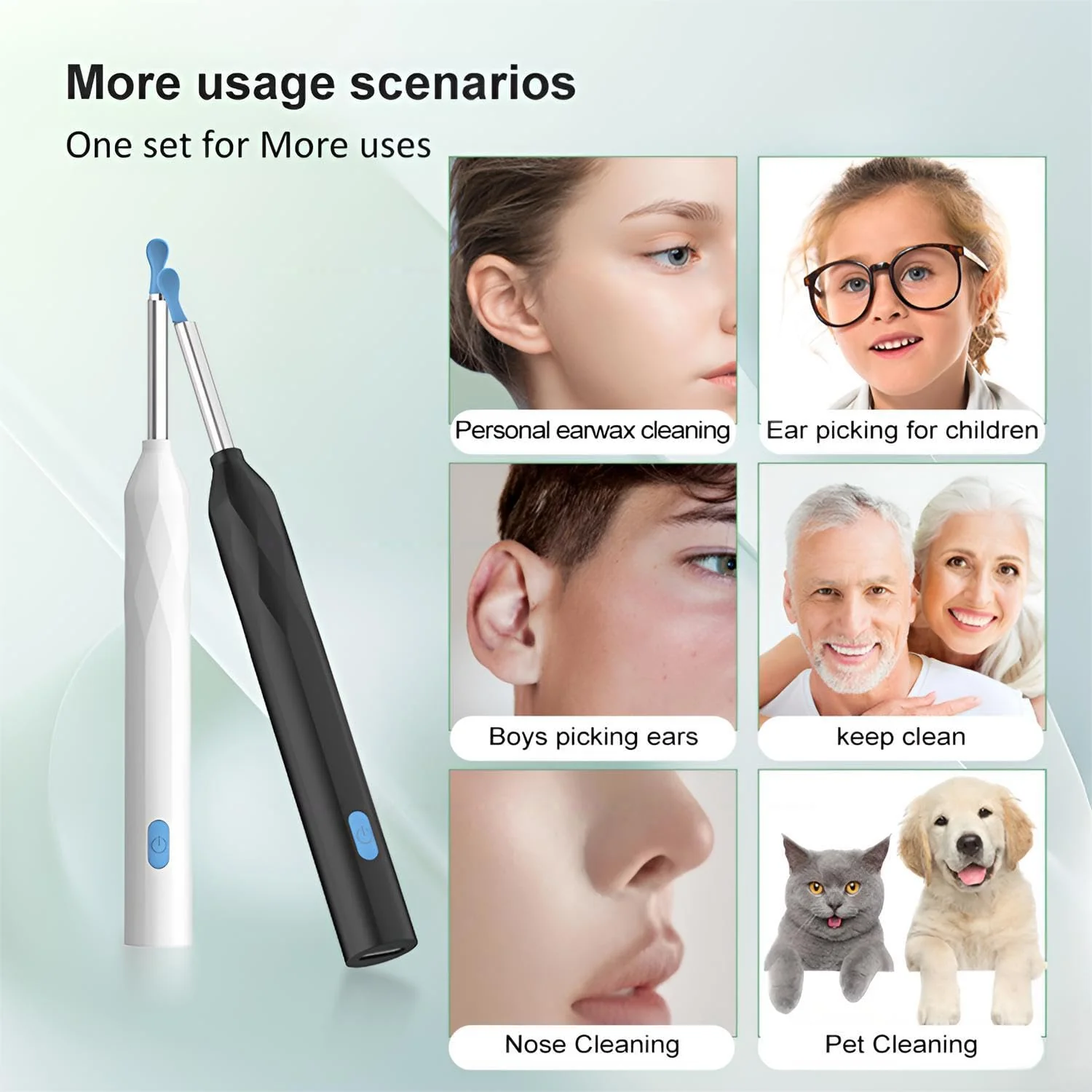 Ear Wax Remover Otoscope, WiFi 1080P HD Ear Cleaner, 360° Wide Angle Otoscope Camera for Otoscope IP67 Waterproof Otoscope Ear for Phone (Black) Black - Image 2