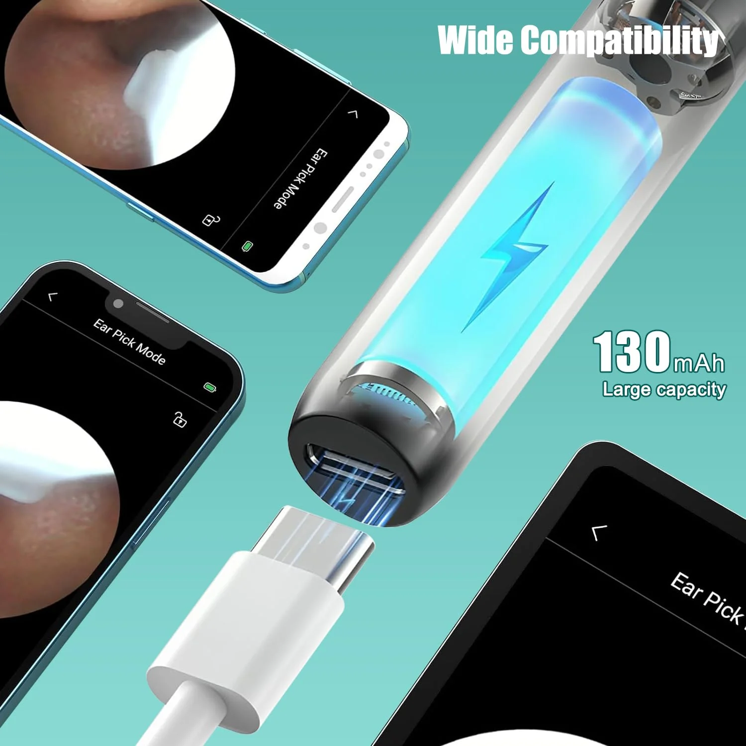 Ear Wax Remover Otoscope, WiFi Ear Cleaner Camera 1080P HD Ear Camera IPX5 Waterproof Ear Mirror 3.5 mm Lens Ear Endoscope with 6 LEDs for Phone, Pad and Android Smartphones - Image 5