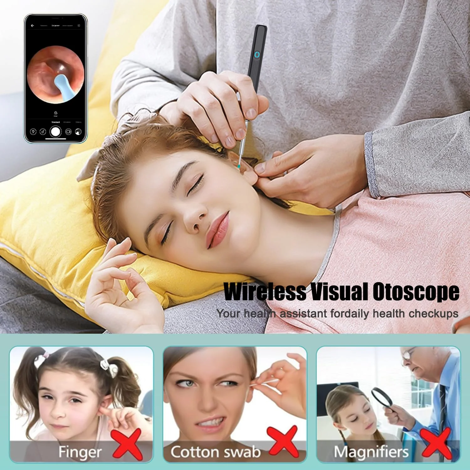 Ear Wax Remover Otoscope, WiFi Ear Cleaner Camera 1080P HD Ear Camera IPX5 Waterproof Ear Mirror 3.5 mm Lens Ear Endoscope with 6 LEDs for Phone, Pad and Android Smartphones - Image 6