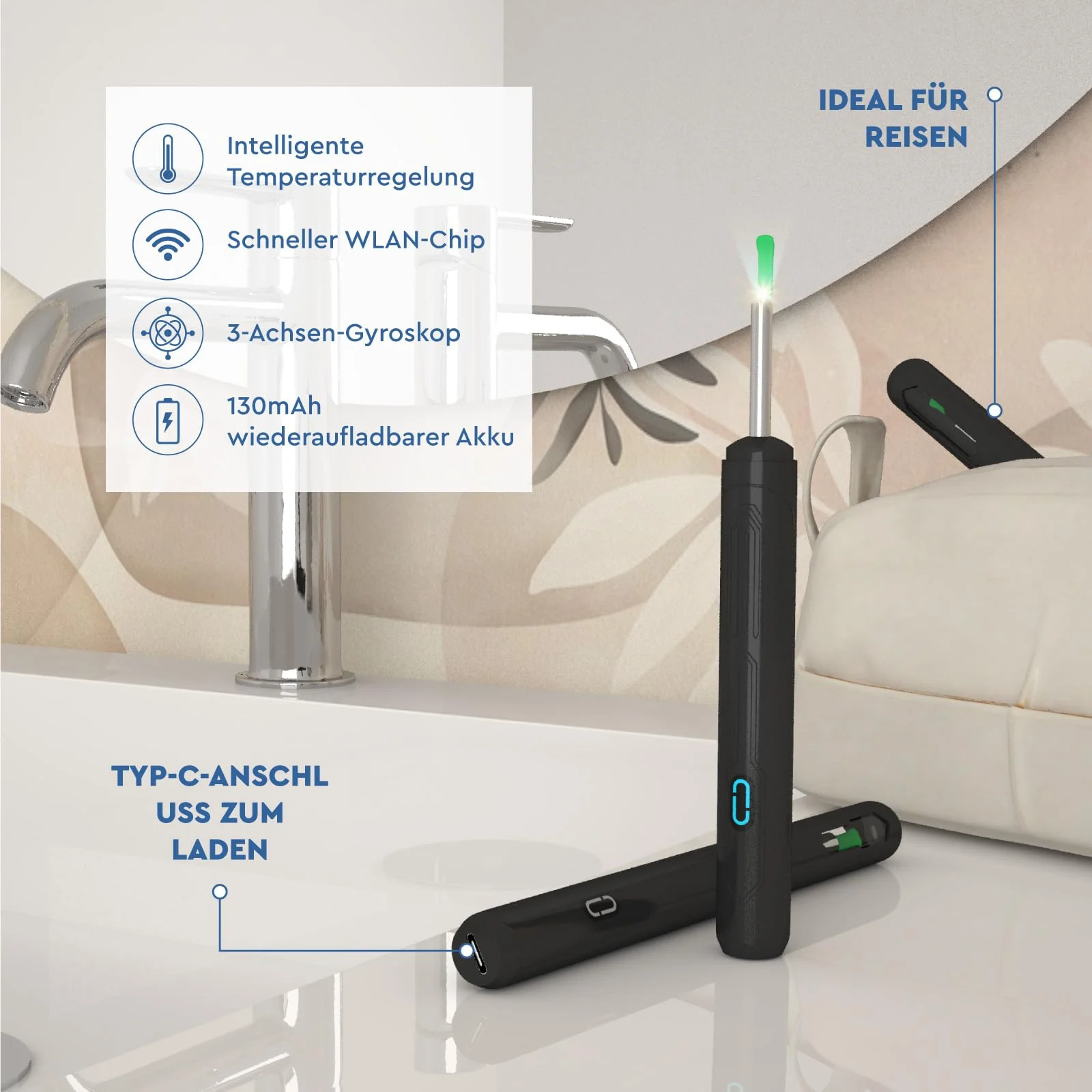 Ear Wax Remover Otoscope with Camera 1920p 3.6 mm WiFi Ear Cleaner - UdiGuard Ear Mirror Ear with 6 LED Lights Adults Rabbits and Children Black - Compatible with iPhone iPad Android Udiguard Black Otoscope - Image 7