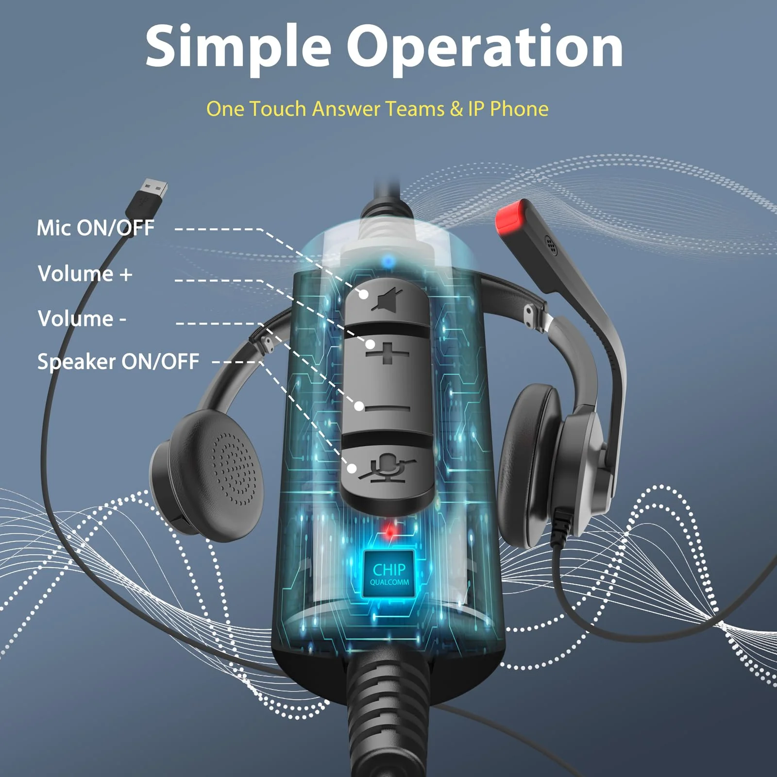Earbay USB Headset with Microphone for PC, Headset with Mic, Computer Headset with Noise Canceling Microphone for Laptop, Wired Headphones with Mic for Home/Office/PC/Cell Phones Black&Grey - Image 5