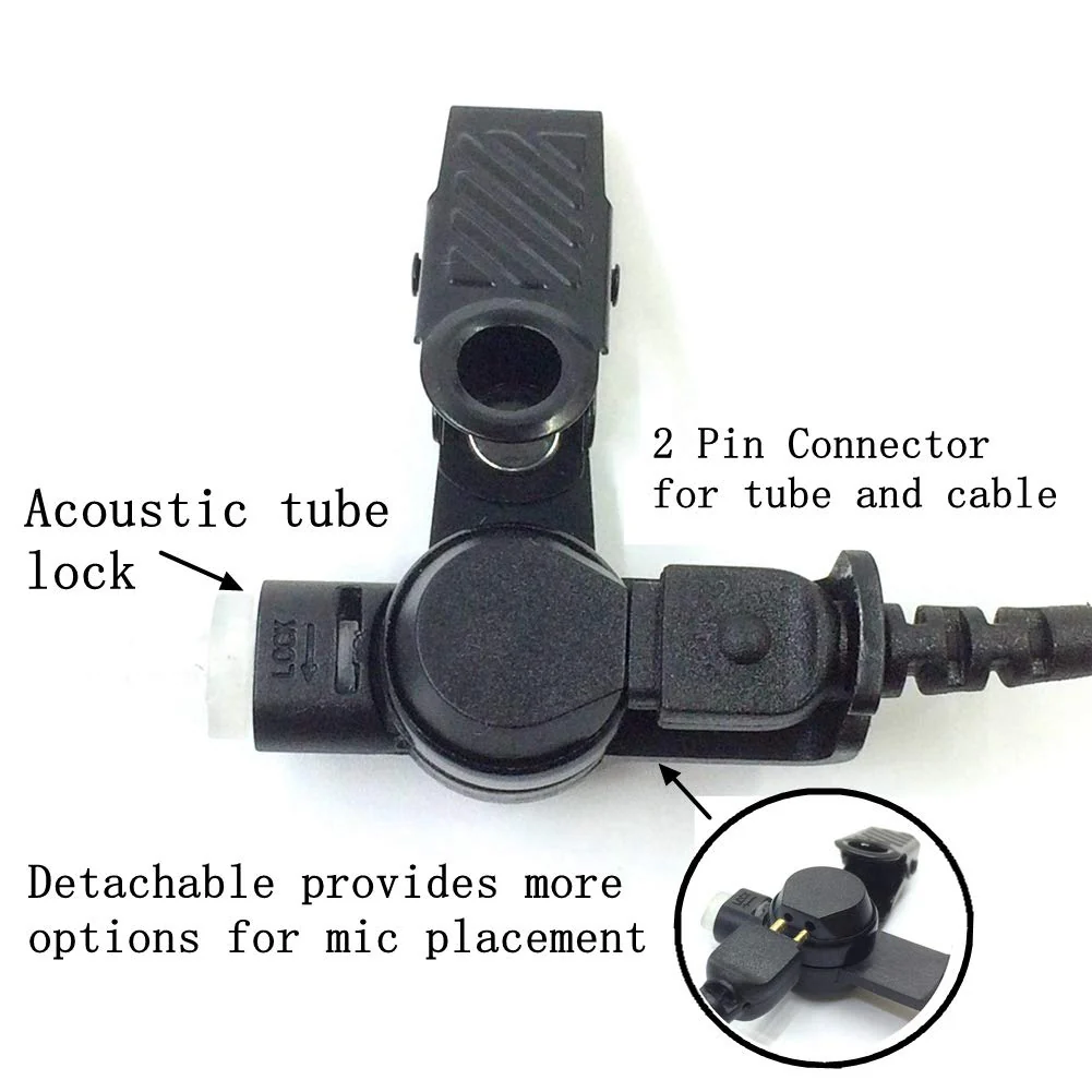 Earpieces for Motorola Walkie Talkies with Mic 2 Pin Acoustic Tube Headset and PPT for CP200 GP2000 XU1100 PRO1150 MU12 (2 Pack) - Image 3