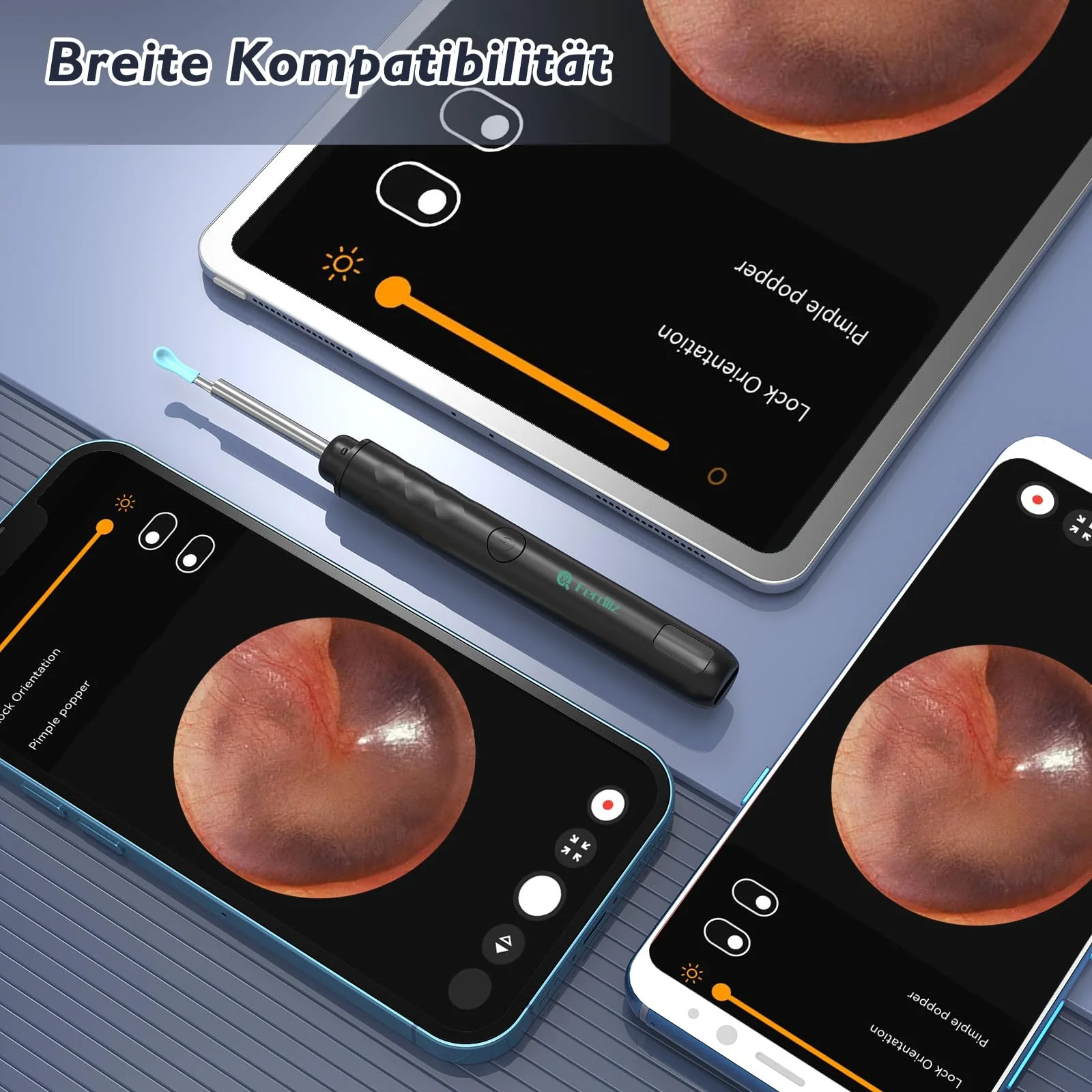 Earwax Remover Otoscope, Ferdiiz 1080P WiFi Direct Connection Ear Cleaner, IP67 Waterproof Ear Cleaner for Adults, 3.5 mm Otoscope for iPhone, iPad and Android Smartphones (Black) Black - Image 5