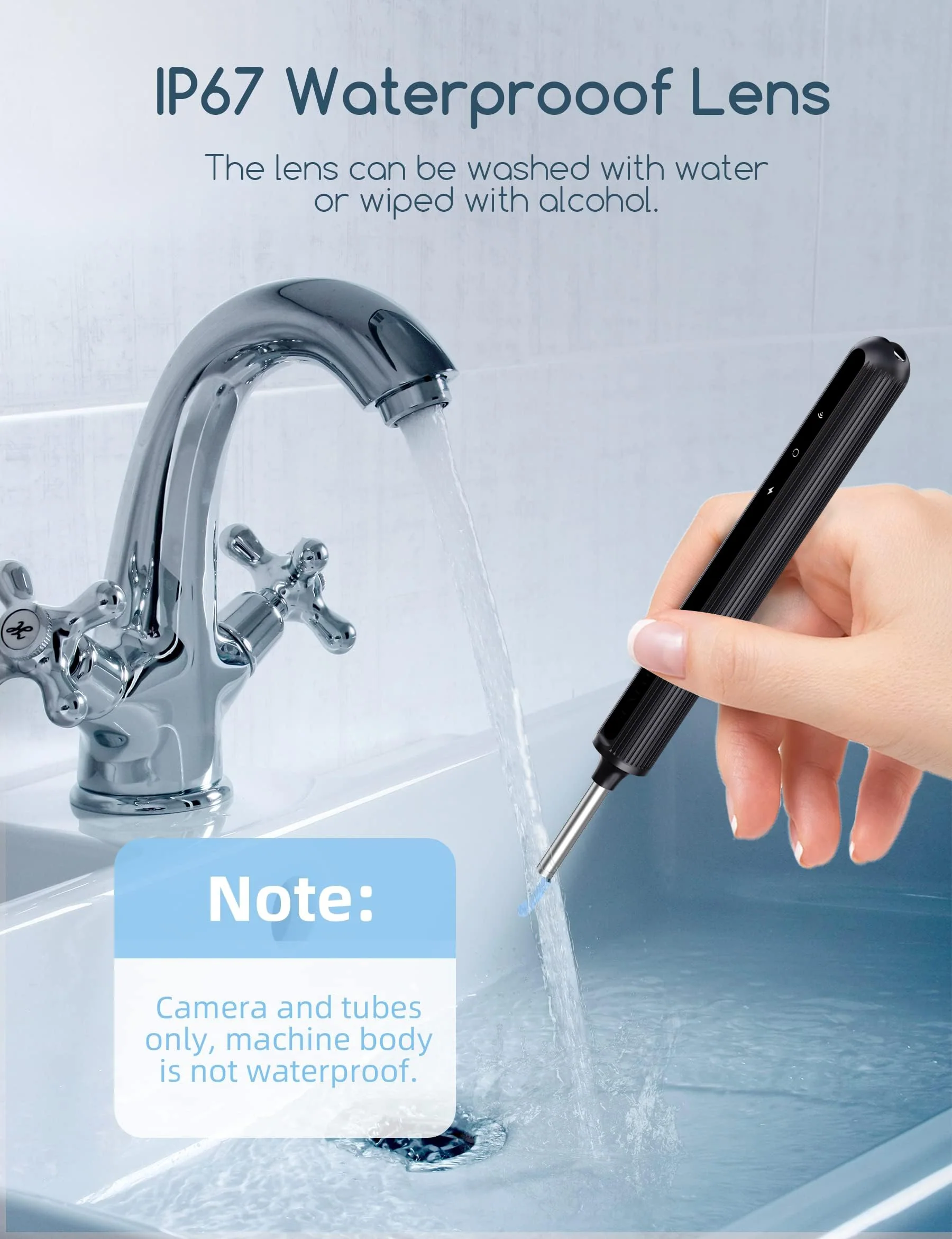 Earwax Remover Otoscope, Qimic WiFi Ear Cleaner, 1080P Ultra Thin HD Wireless Waterproof Ear Mirror with 3.5 mm Lens and 6 LEDs for iPhone, iPad and Android Smartphones Black - Image 7