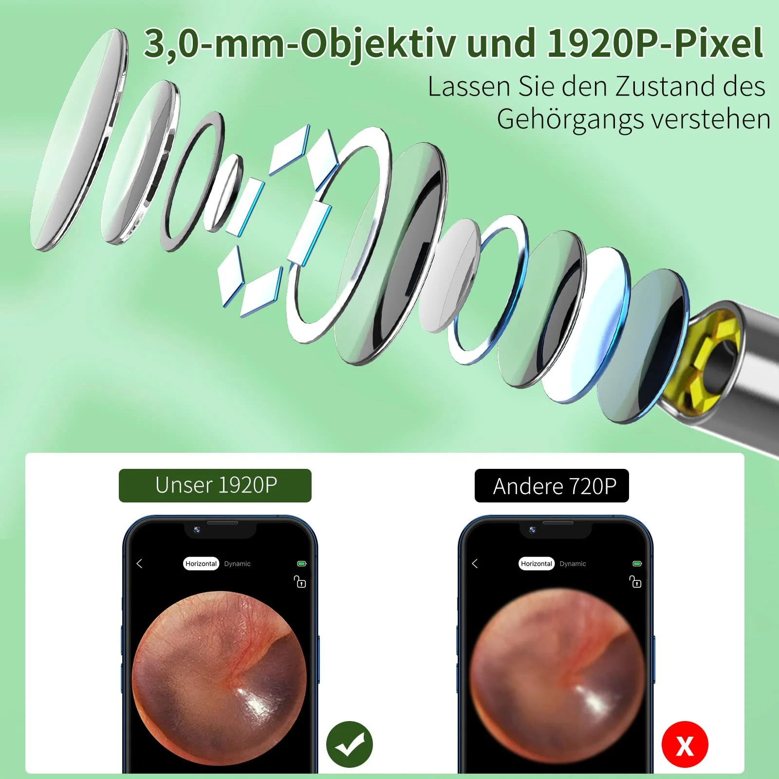 Earwax Remover Otoscope, VITCOCO 1920P Wifi Ear Cleaner, Ear Cleaner with Camera, Otoscope with 6 LEDs for iPhone, iPad and Android Smartphones, White - Image 2