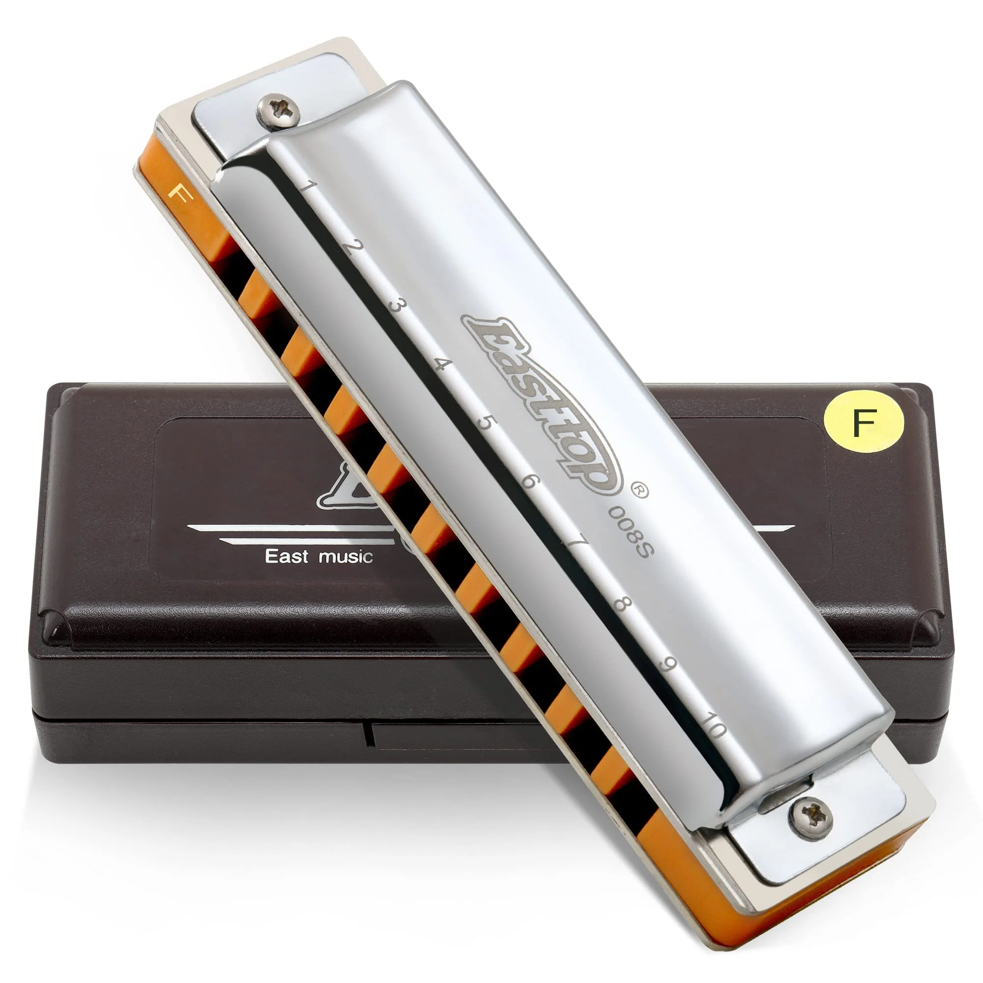 East top 10 Holes Professional Diatonic Blues Harmonica Key of F with Silver Cover, Probgrade Harmonicas For Adults, Professional Player and Students - Image 5