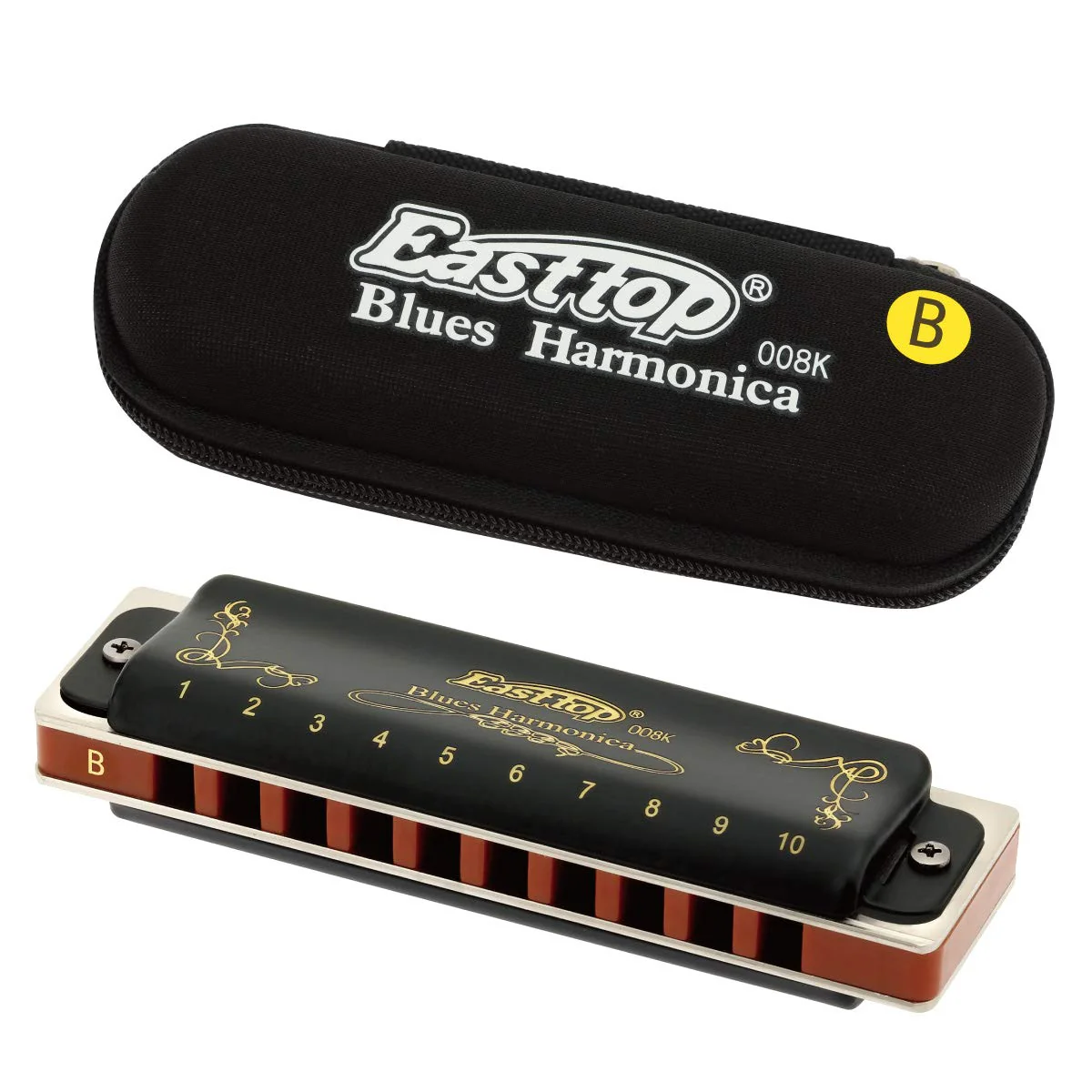 East top Diatonic Harmonica Key of B 10 Holes 20 Tones 008K Mouth Organ with Black Cover, Top Grade Harmonica for Adults, Professionals and Students - Image 5