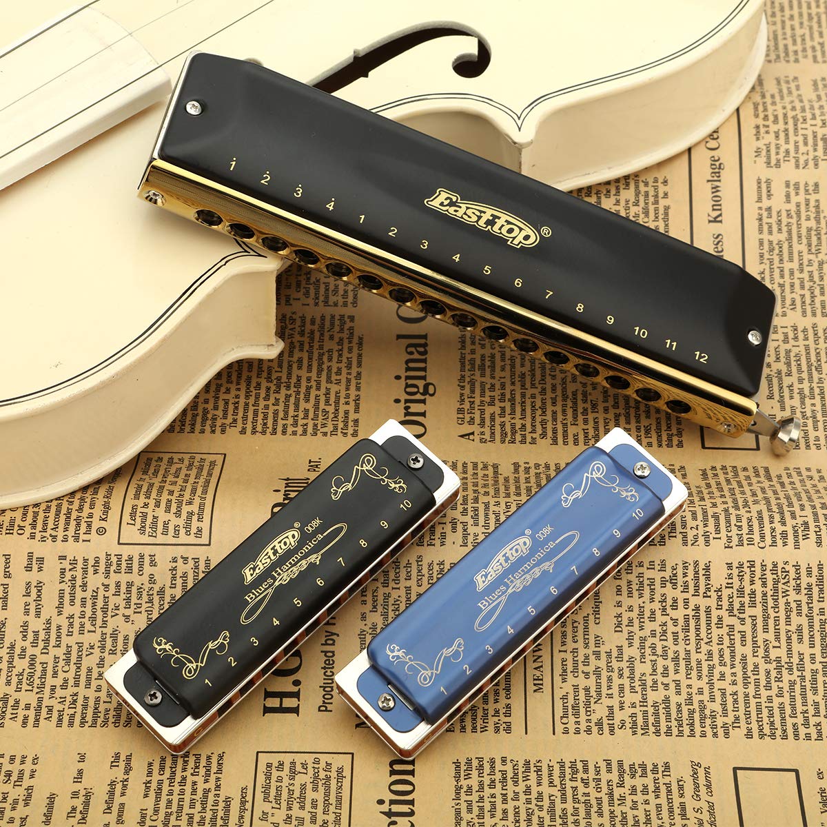 East top Diatonic Harmonica Key of Db 10 Holes 20 Tones 008K Blues Mouth Organ with Black Cover, Top Grade Harmonica for Adults, Professionals and Students - Image 7
