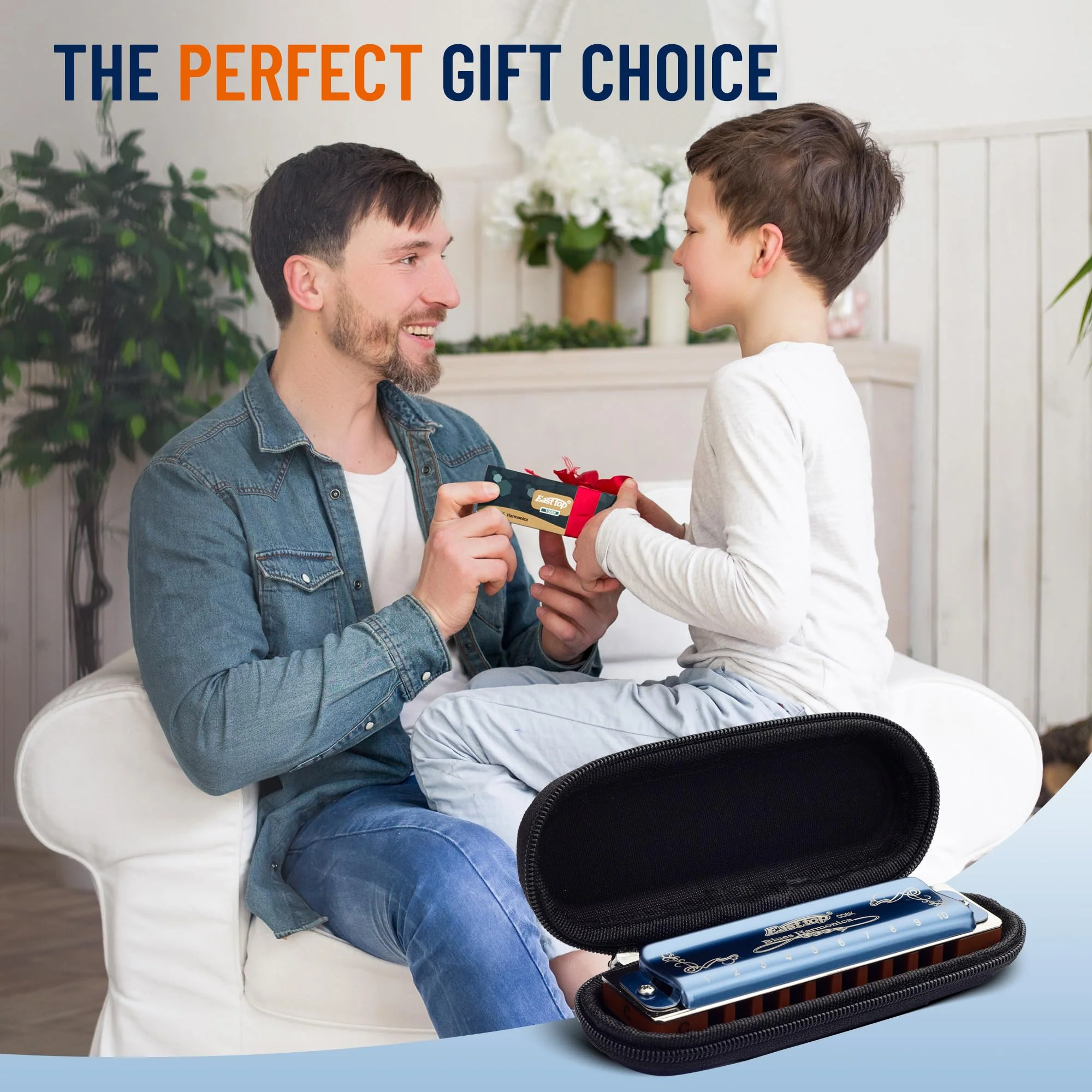 East top Diatonic Harmonica Key of E, 10 Holes 20 Tones 008K Diatonic Mouth Organ Harmonica with Blue Case, Standard Harmonica For Adults, Professionals and Students blue-E - Image 6