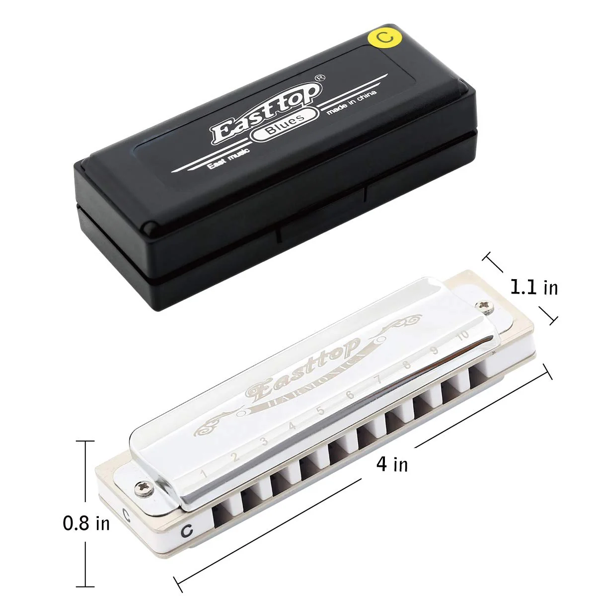 East top Harmonica, Diatonic Blues Harmonica Key of C, 10 Holes Diatonic Blues Mouth Organ T008, Silver Harmonica For Adults, Professional Player and Students - Image 4