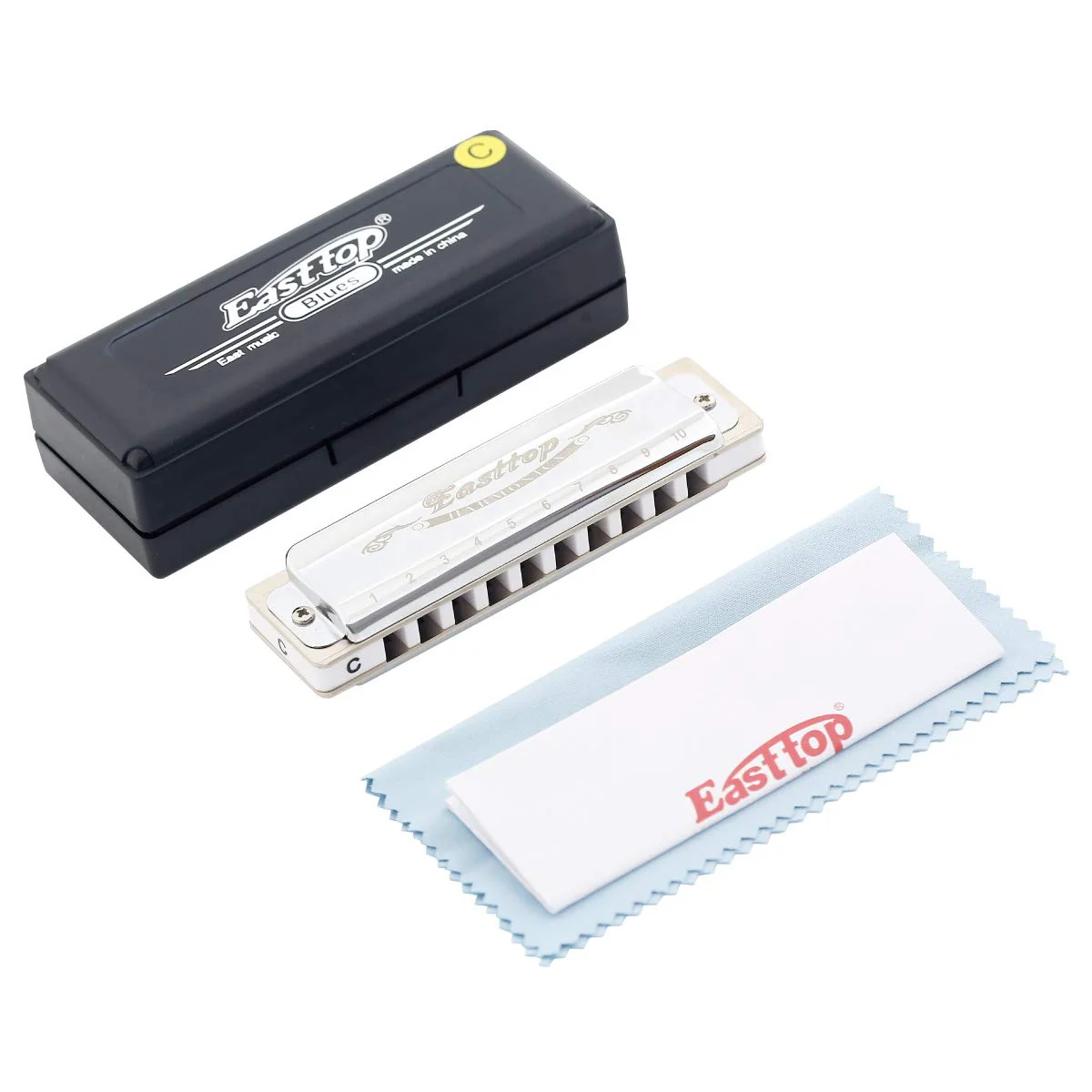 East top Harmonica, Diatonic Blues Harmonica Key of C, 10 Holes Diatonic Blues Mouth Organ T008, Silver Harmonica For Adults, Professional Player and Students - Image 6