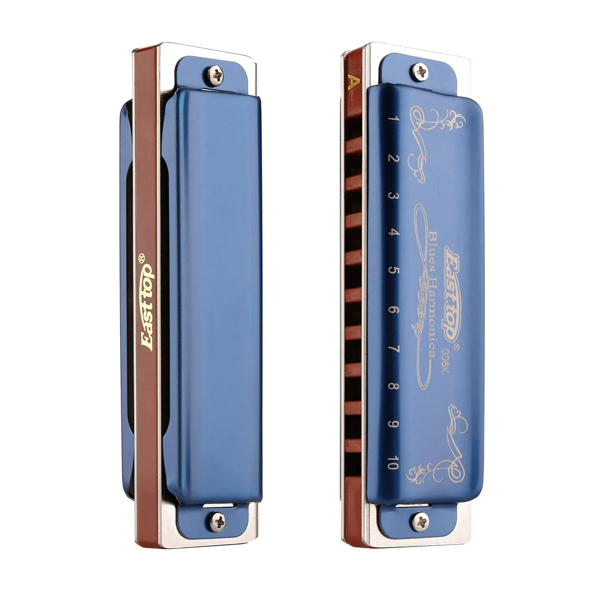 East top Professional Harmonica Blues Key of A 10 Hole 20 Tone Heavy Duty with Case & Cleaning Cloth for Professional Player, Beginner by Eison-East Top,Blue,Best Gift Blue A - Image 4